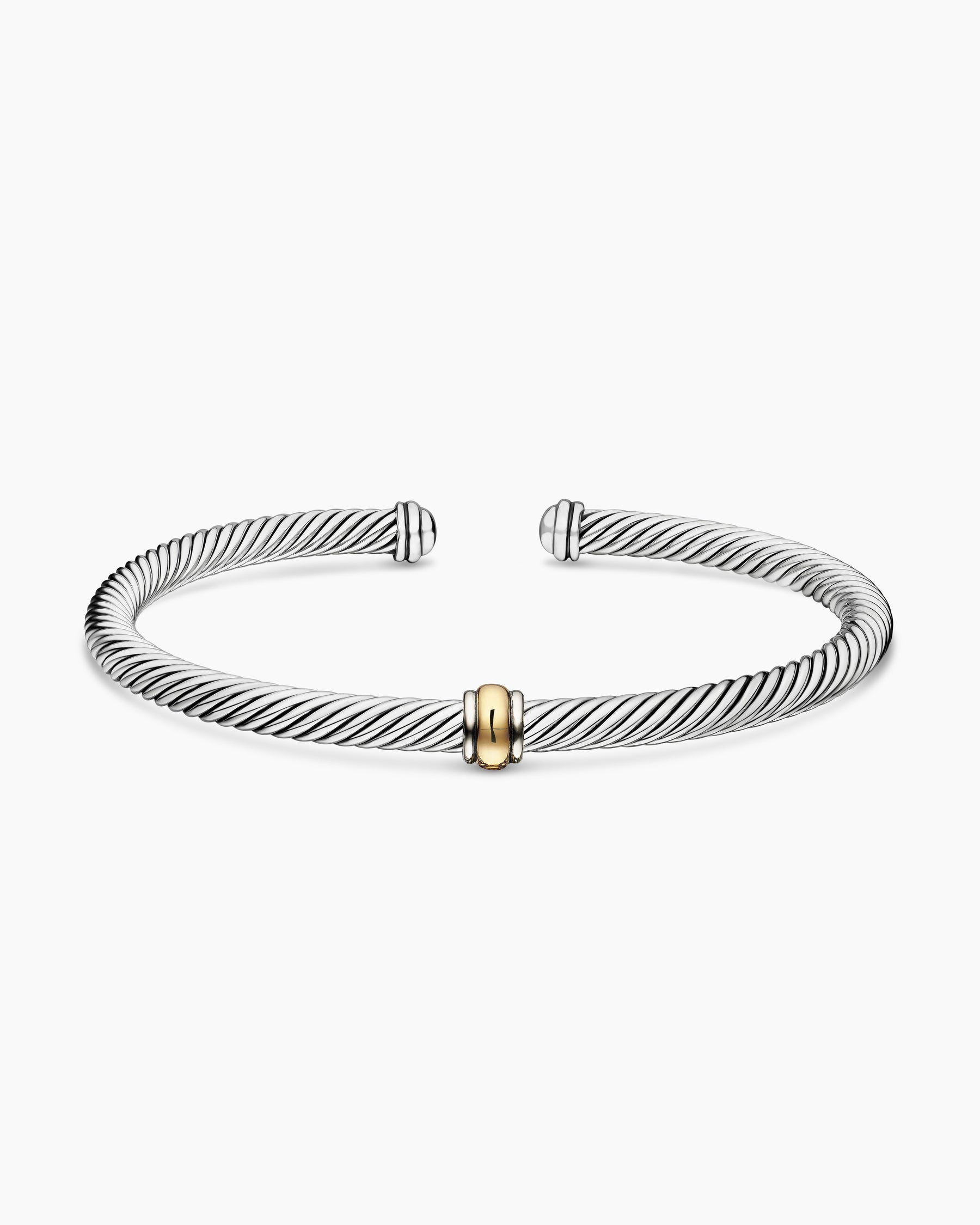 Classic Cable Station Bracelet in Sterling Silver with 18K Yellow Gold, 4mm - Image 4