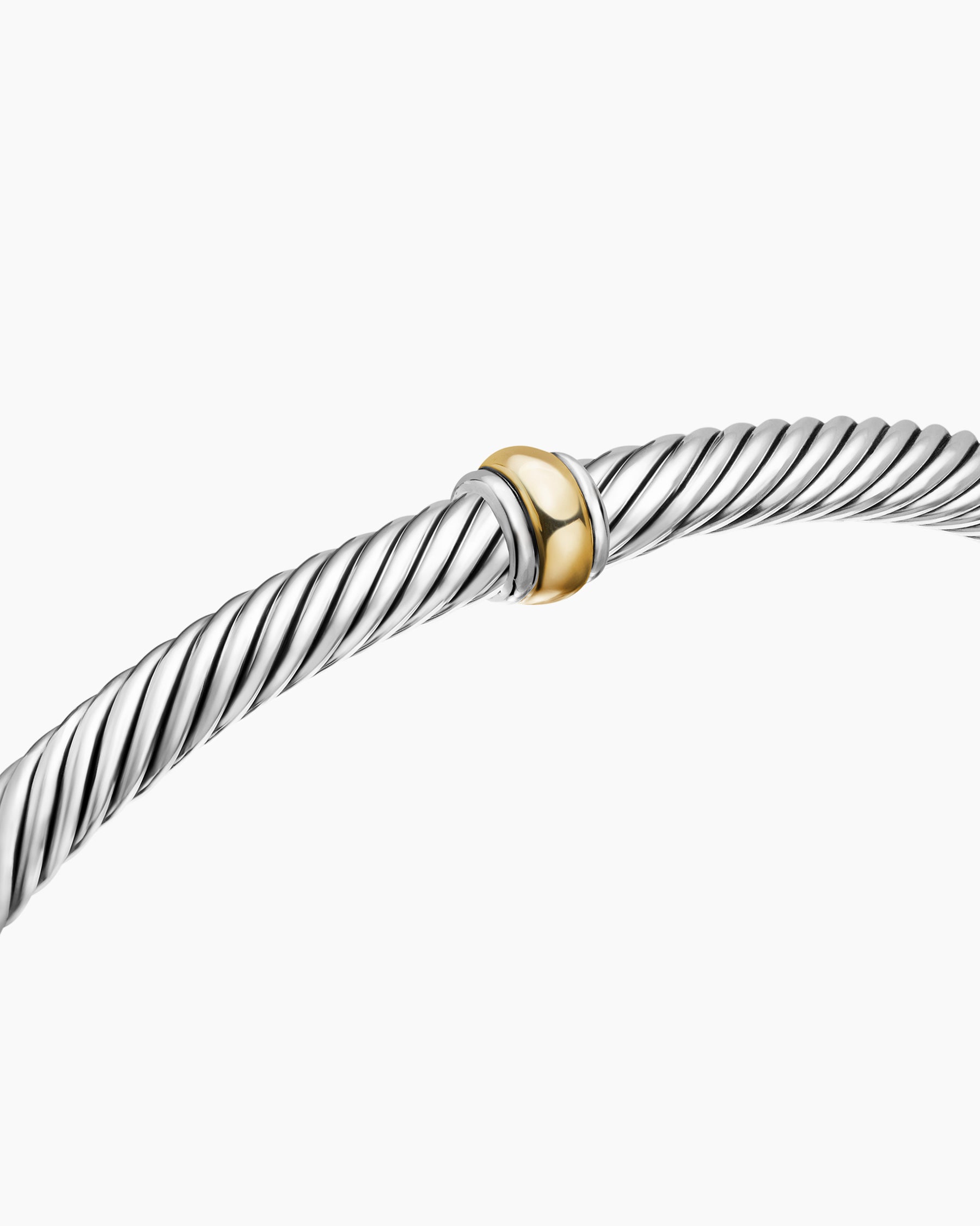 Classic Cable Station Bracelet in Sterling Silver with 18K Yellow Gold, 4mm - Image 5