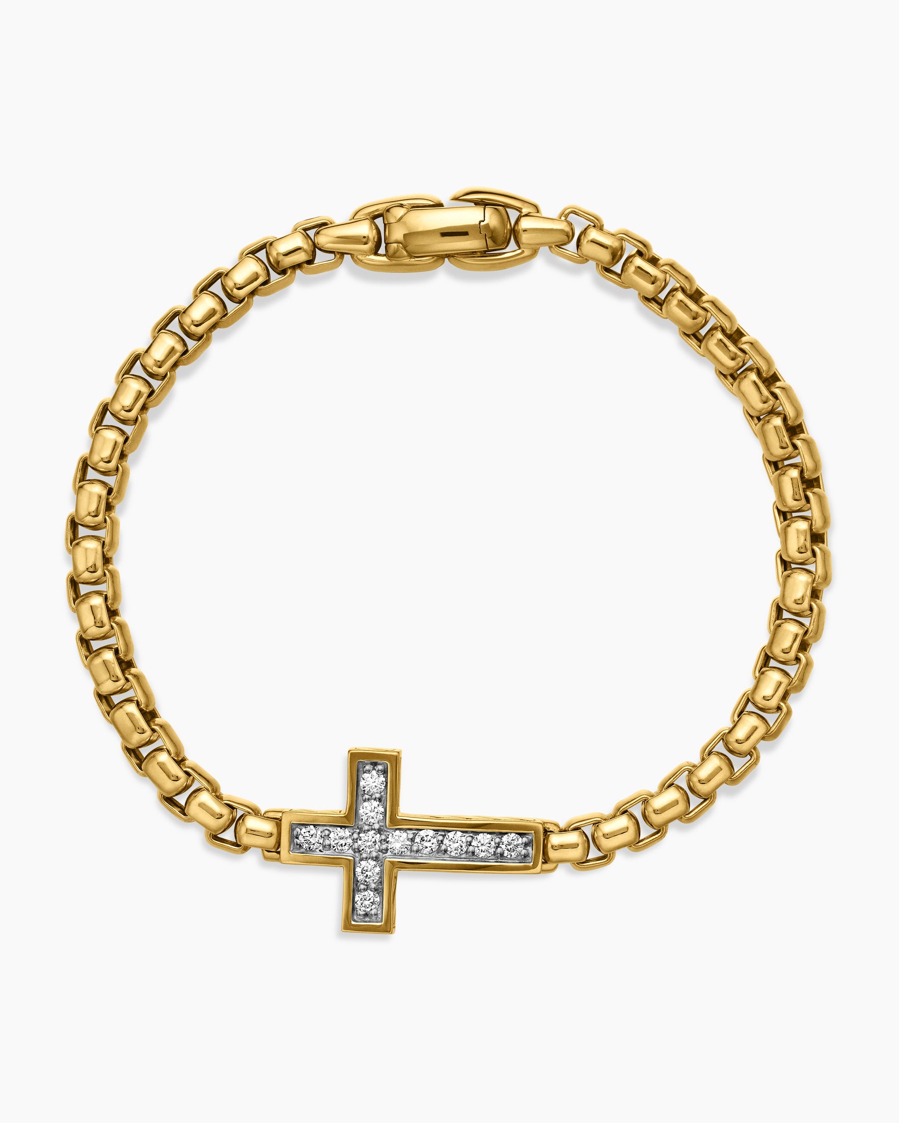 Cross Station Bracelet in 18K Yellow Gold with Diamonds, 5mm - Image 3
