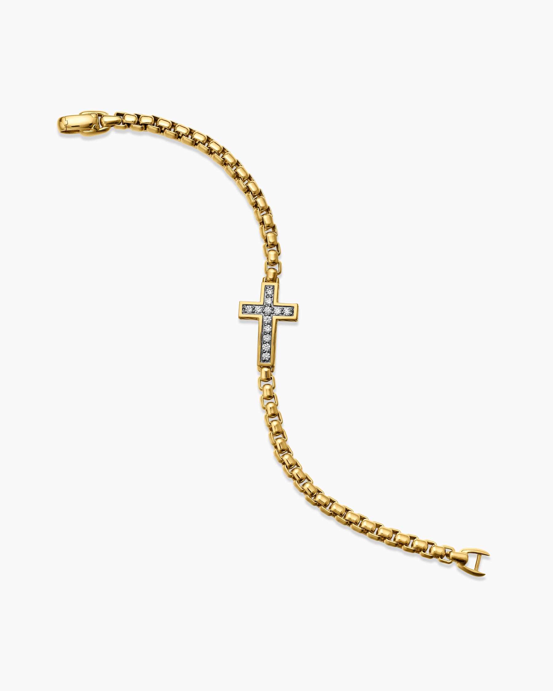 Cross Station Bracelet in 18K Yellow Gold with Diamonds, 5mm - Image 4