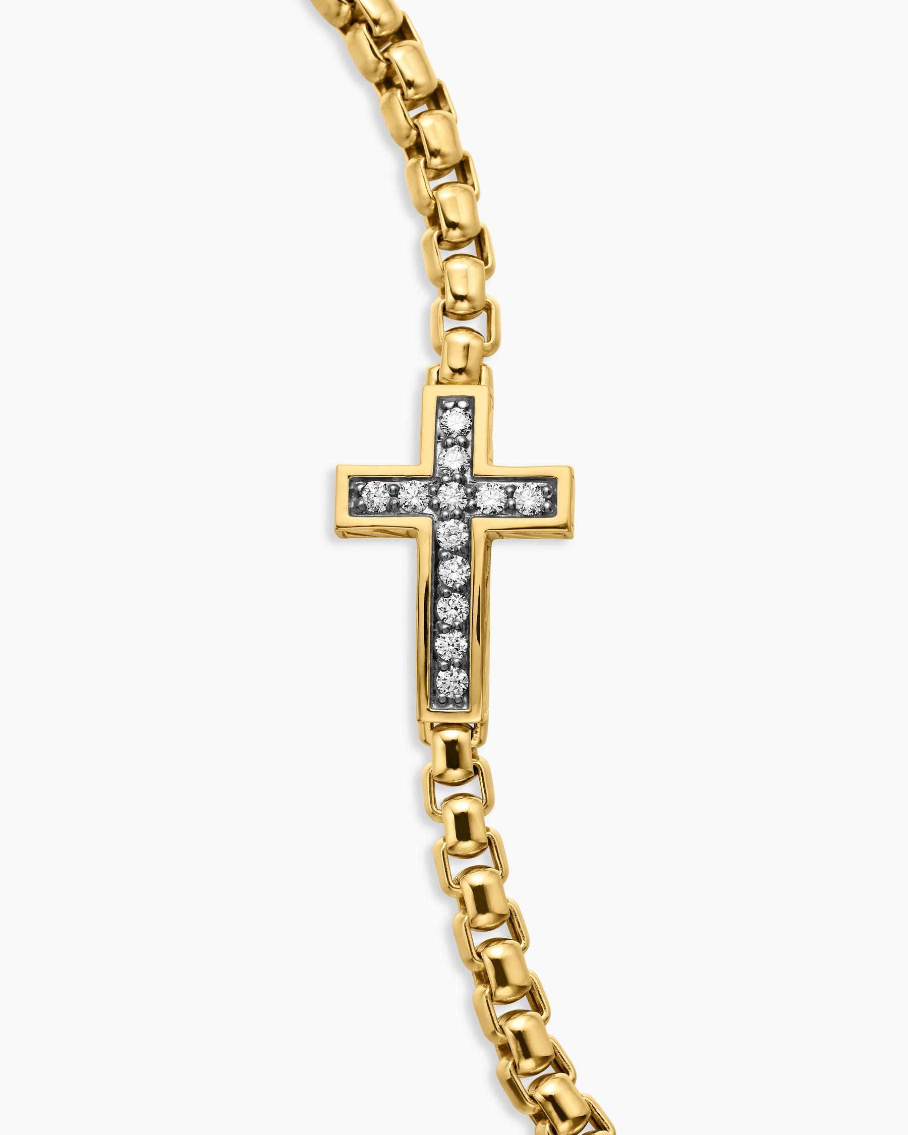Cross Station Bracelet in 18K Yellow Gold with Diamonds, 5mm - Image 6