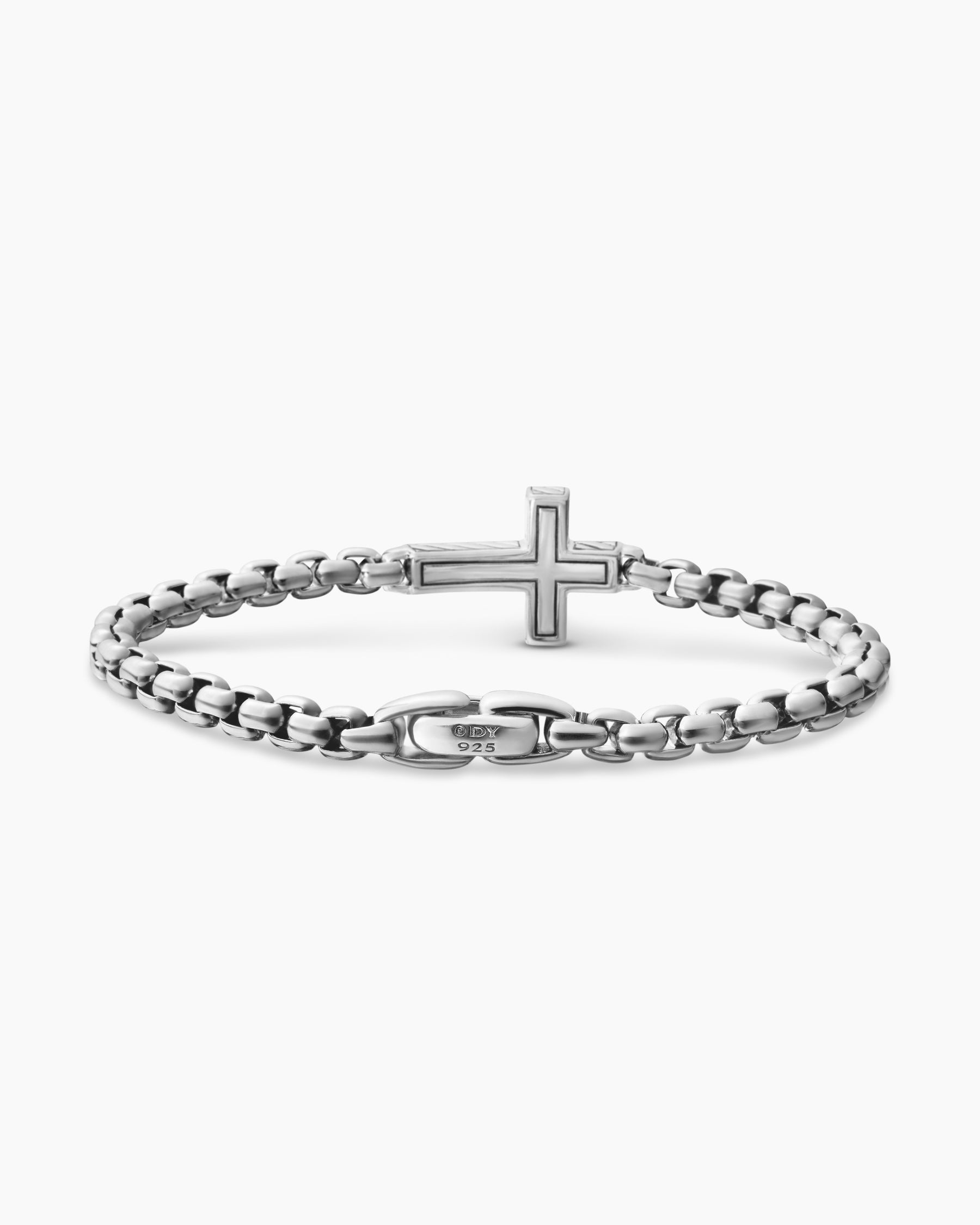 Cross Station Bracelet in Sterling Silver with Diamonds, 5mm - Image 5