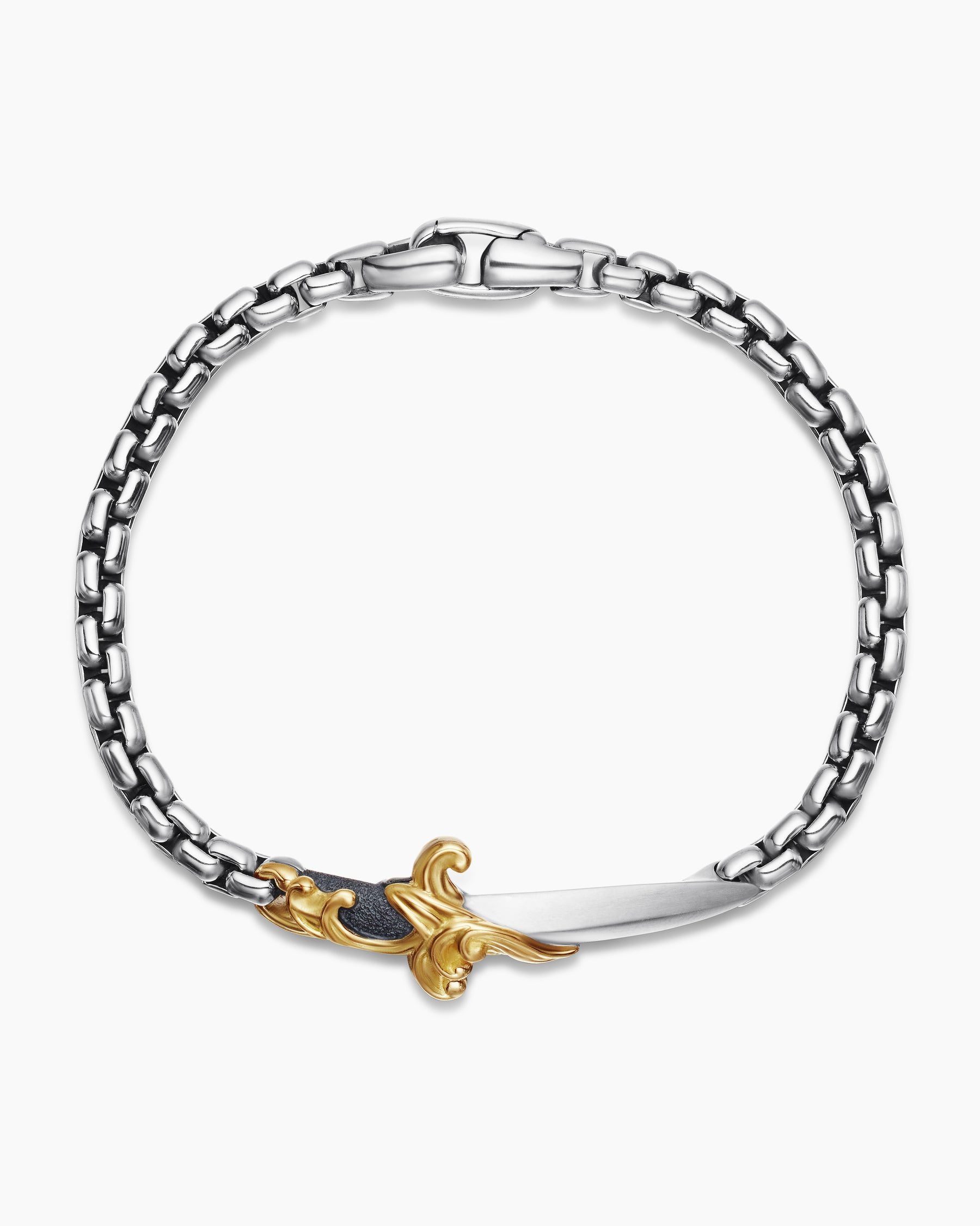 Waves Dagger Bracelet in Sterling Silver with 18K Yellow Gold, 5mm - Image 3