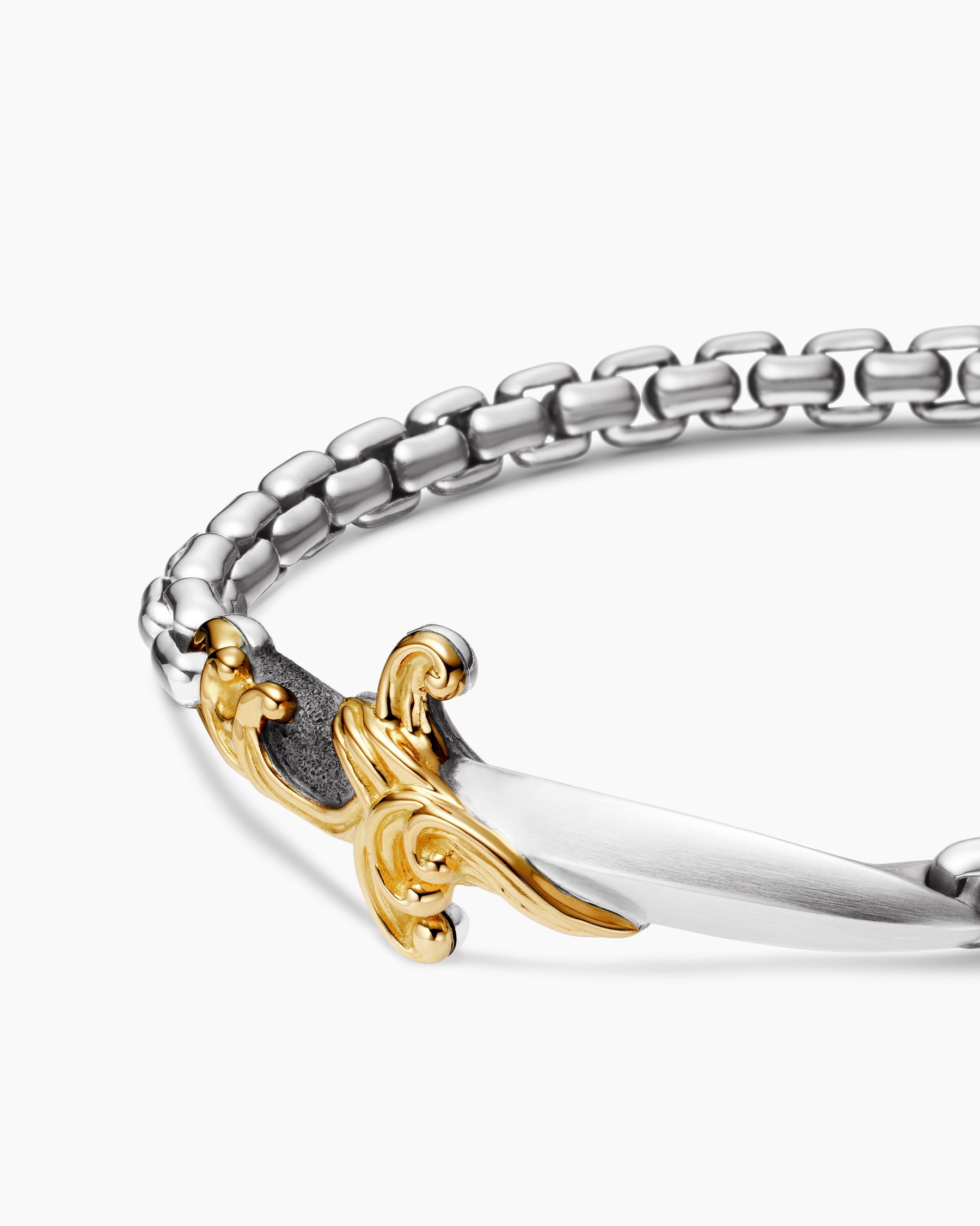 Waves Dagger Bracelet in Sterling Silver with 18K Yellow Gold, 5mm - Image 7