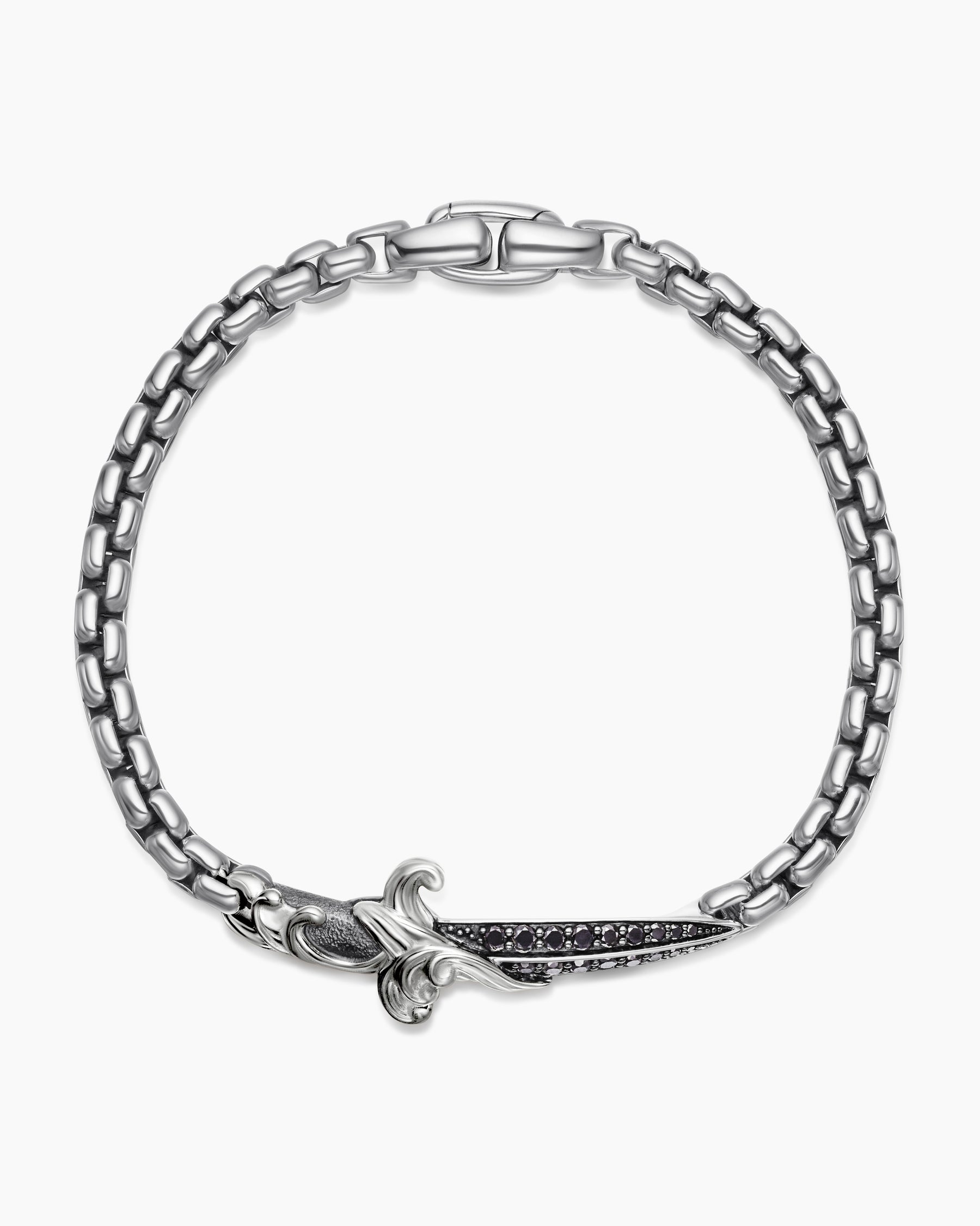 Waves Dagger Bracelet in Sterling Silver with Black Diamonds, 5mm - Image 3