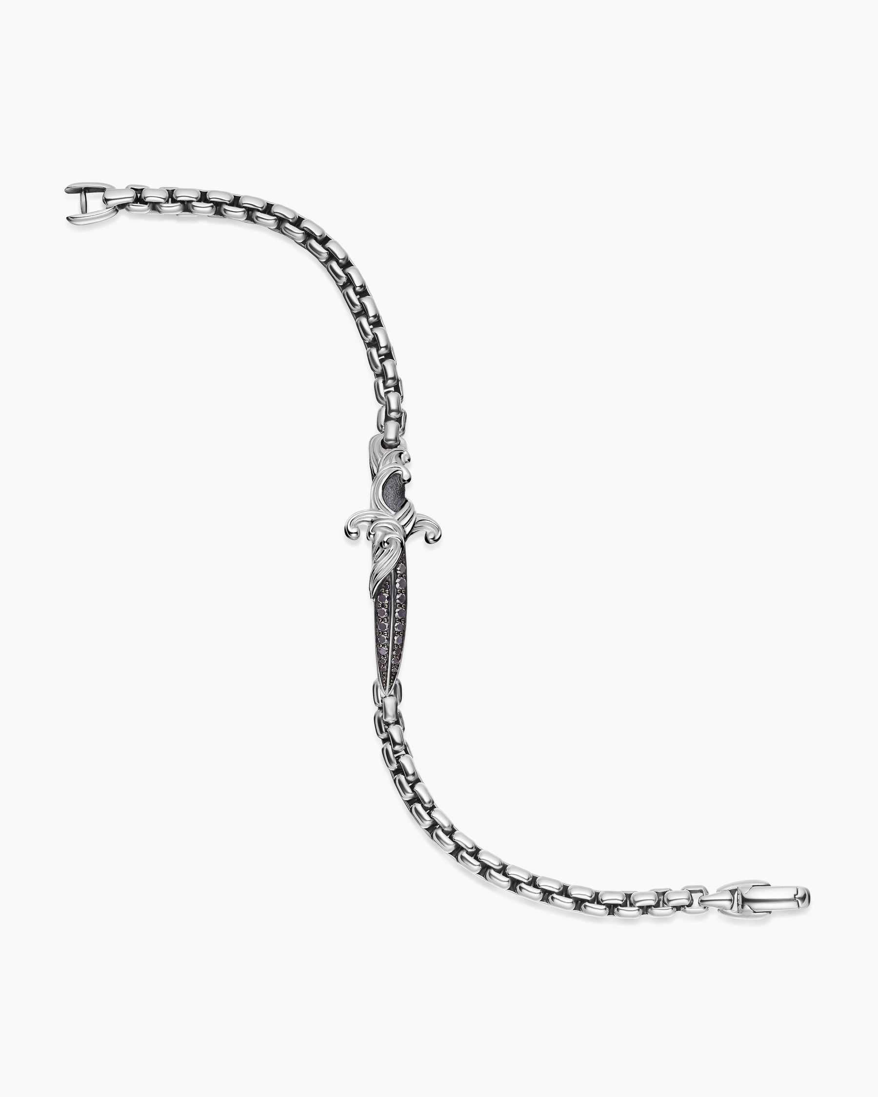 Waves Dagger Bracelet in Sterling Silver with Black Diamonds, 5mm - Image 4