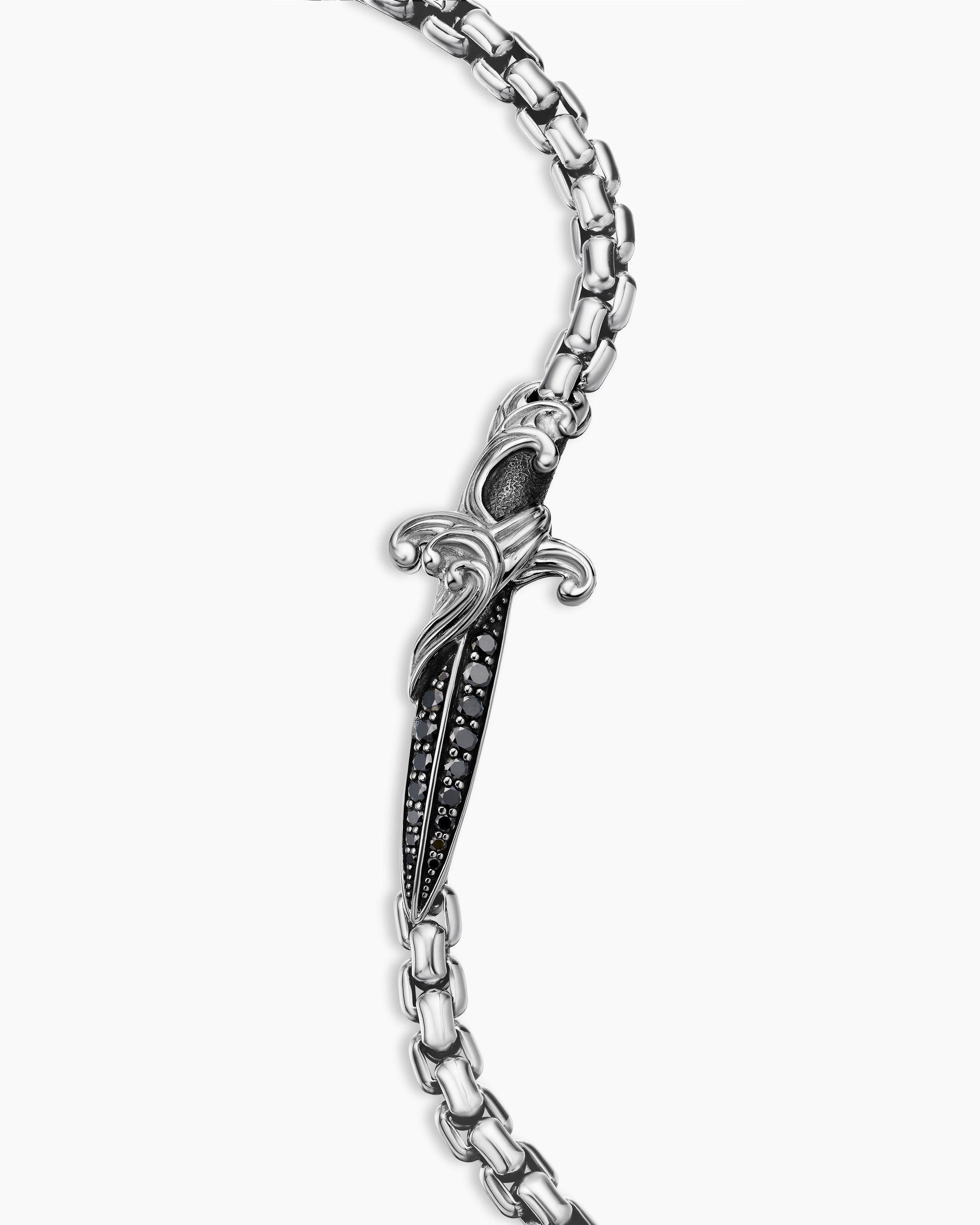 Waves Dagger Bracelet in Sterling Silver with Black Diamonds, 5mm - Image 6