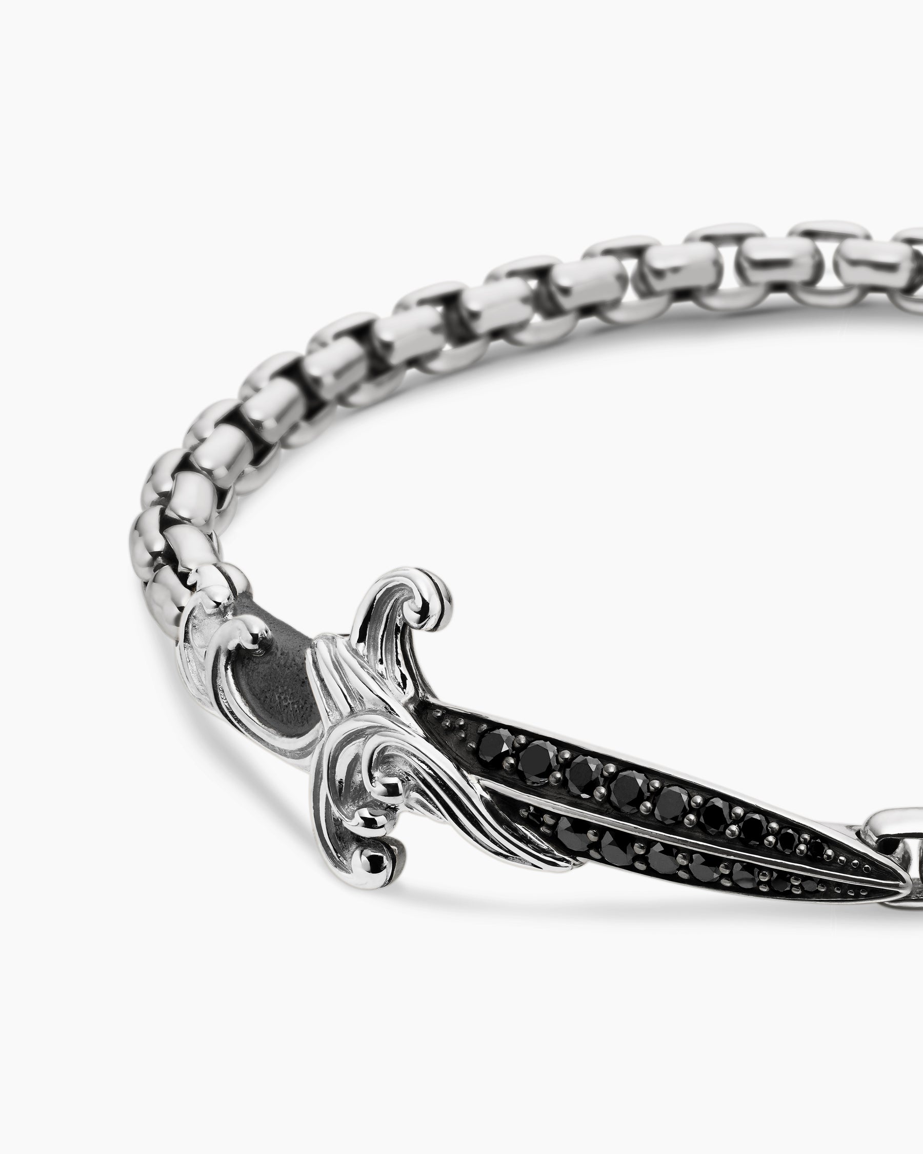 Waves Dagger Bracelet in Sterling Silver with Black Diamonds, 5mm - Image 7