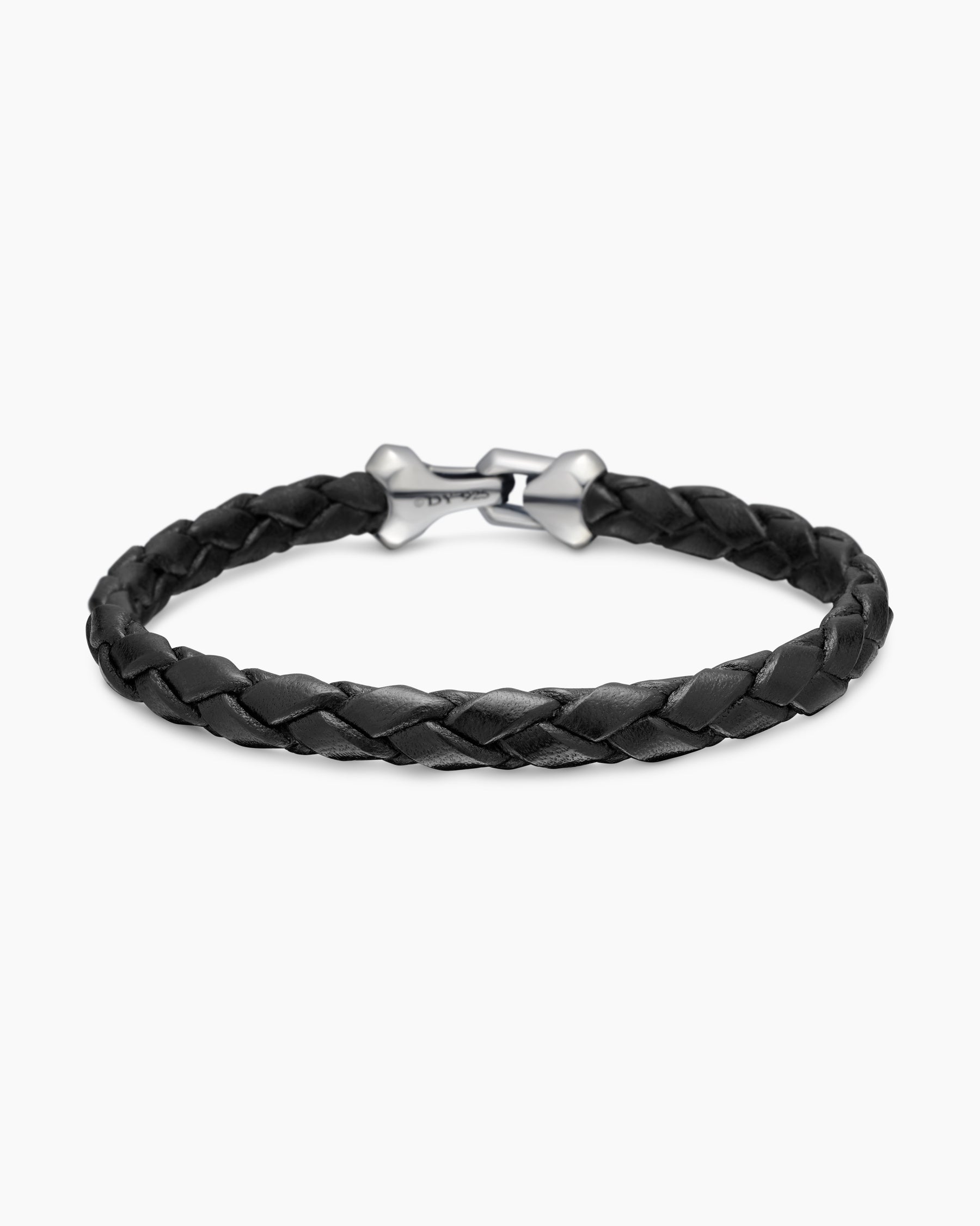 Armory Bracelet in Black Leather with Sterling Silver, 10.7mm