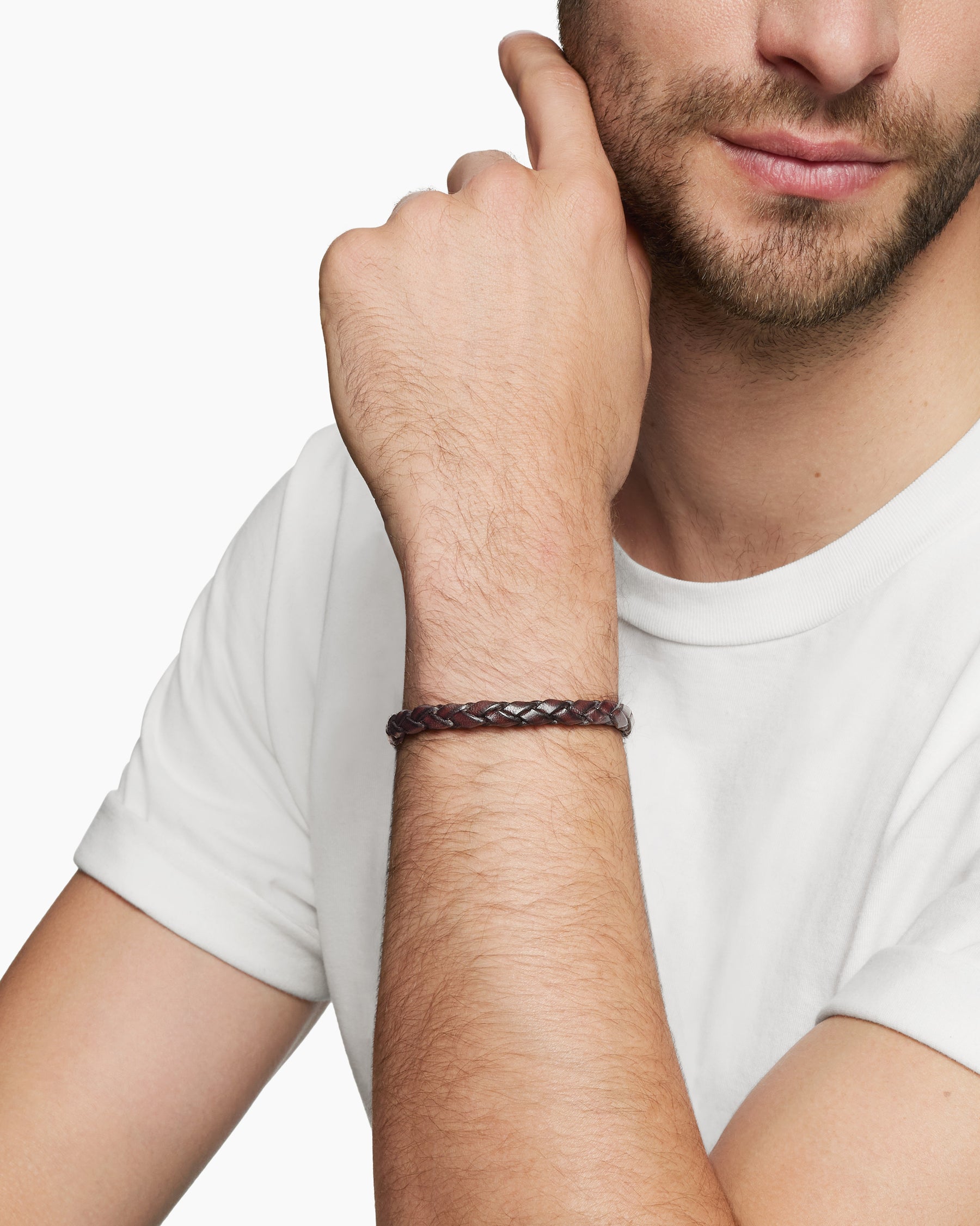 Armory Bracelet in Brown Leather with Sterling Silver, 10.7mm - Image 8