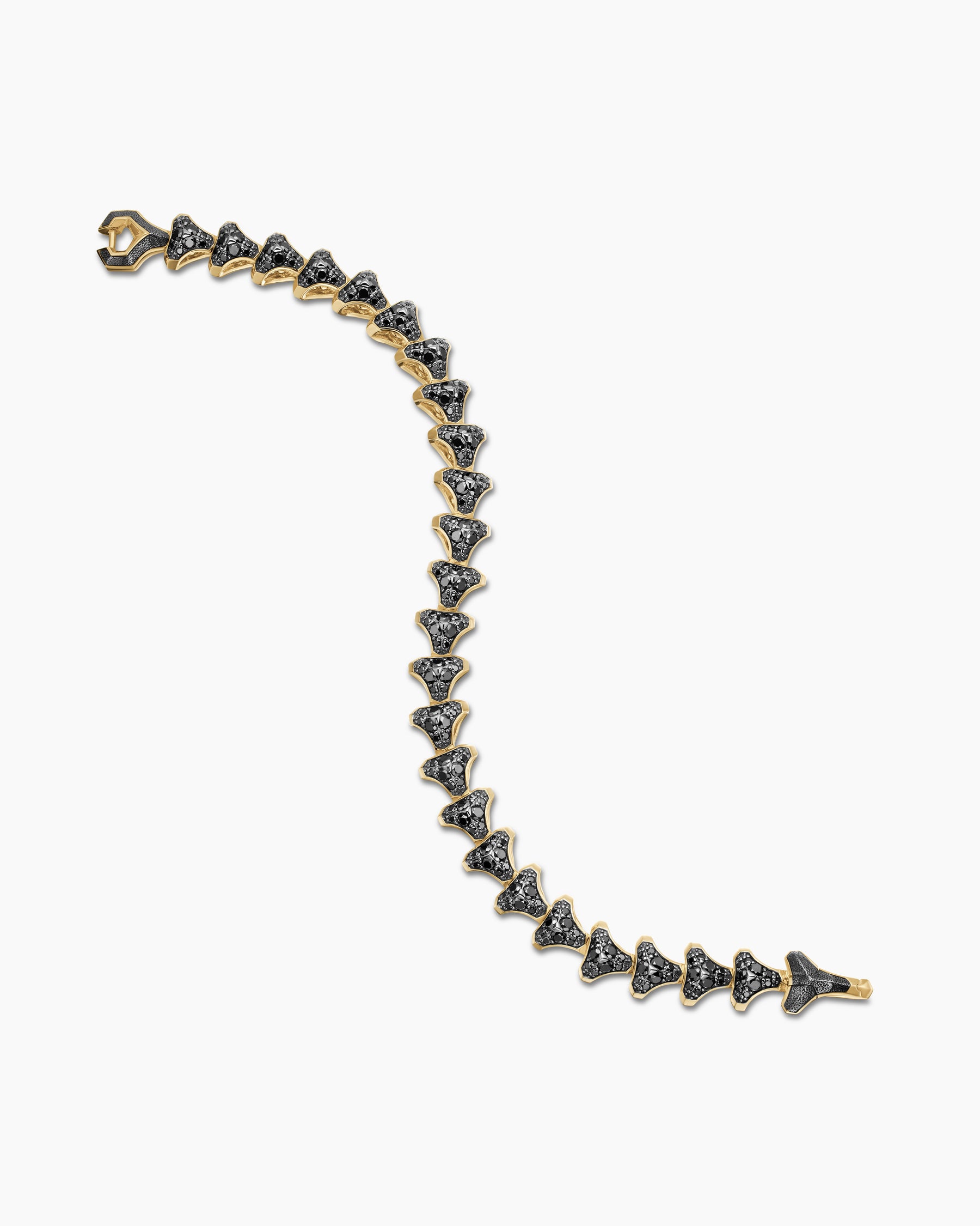 Armory Link Bracelet in 18K Yellow Gold with Black Diamonds, 9.5mm - Image 3