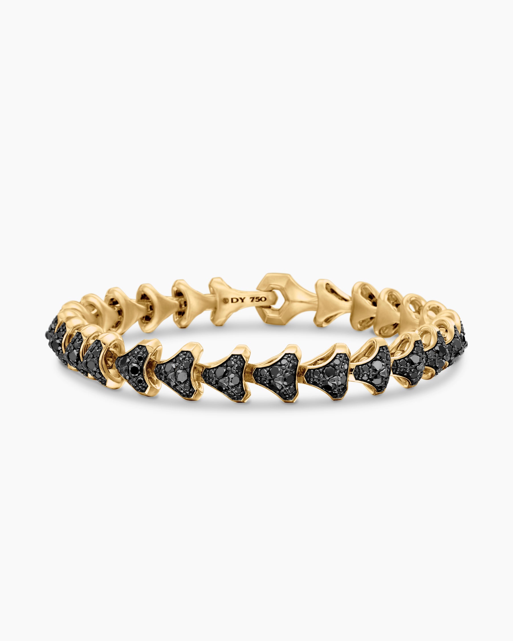 Armory Link Bracelet in 18K Yellow Gold with Black Diamonds, 9.5mm - Image 4