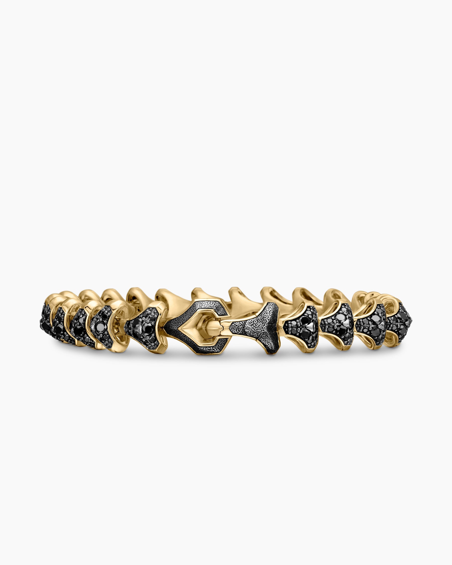 Armory Link Bracelet in 18K Yellow Gold with Black Diamonds, 9.5mm - Image 6