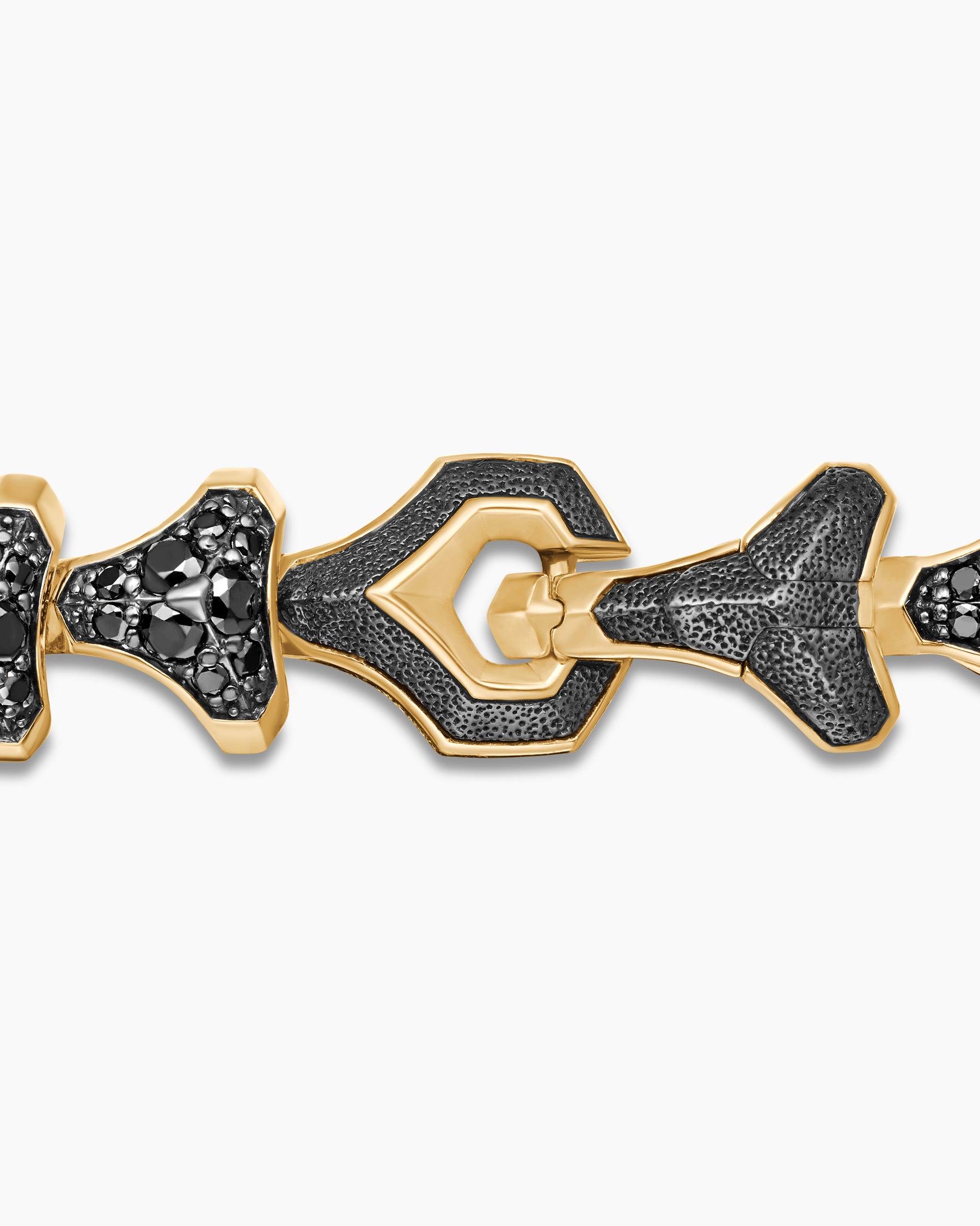 Armory Link Bracelet in 18K Yellow Gold with Black Diamonds, 9.5mm - Image 7