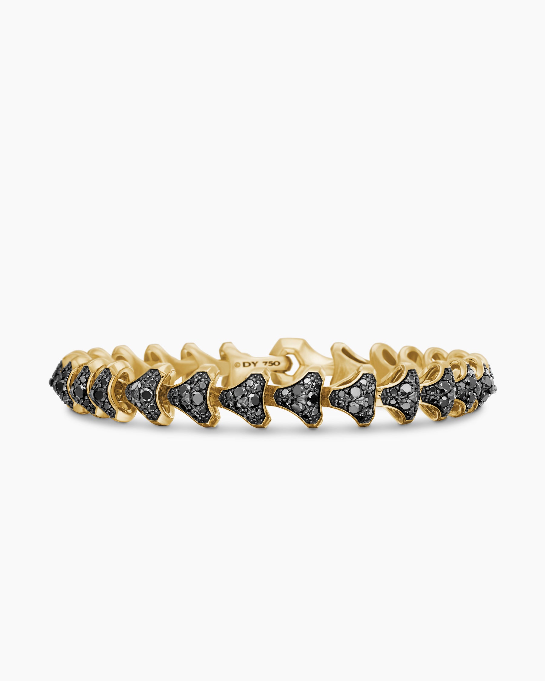 Armory Link Bracelet in 18K Yellow Gold with Black Diamonds, 9.5mm