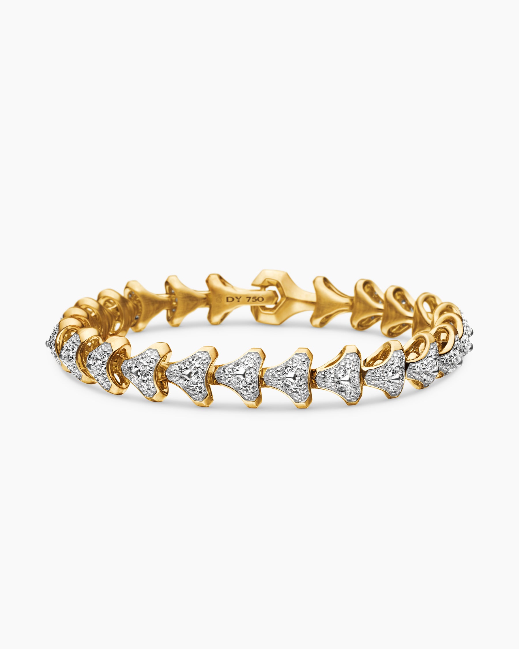 Armory Link Bracelet in 18K Yellow Gold with Diamonds, 9.5mm - Image 4