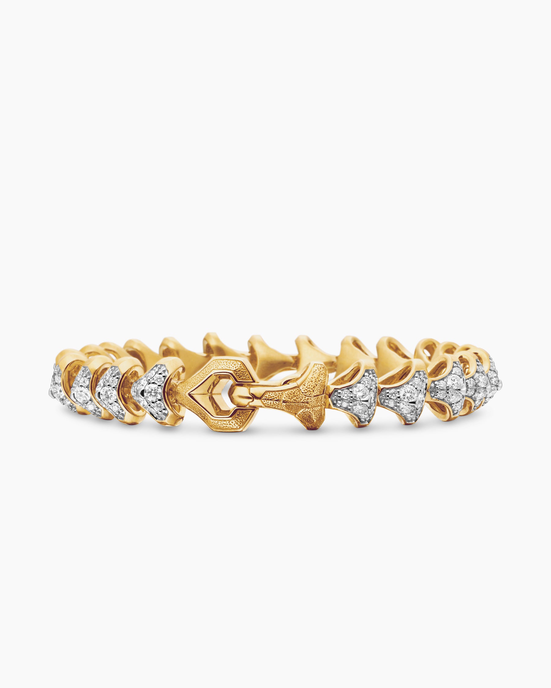 Armory Link Bracelet in 18K Yellow Gold with Diamonds, 9.5mm - Image 6