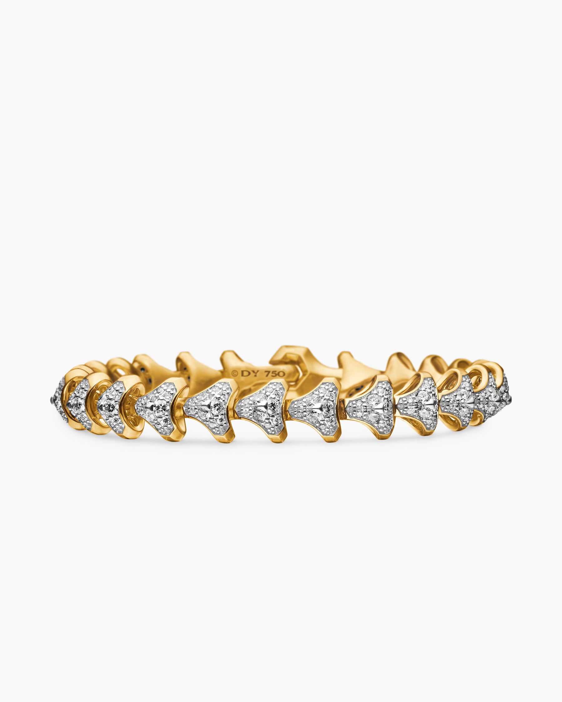 Armory Link Bracelet in 18K Yellow Gold with Diamonds, 9.5mm