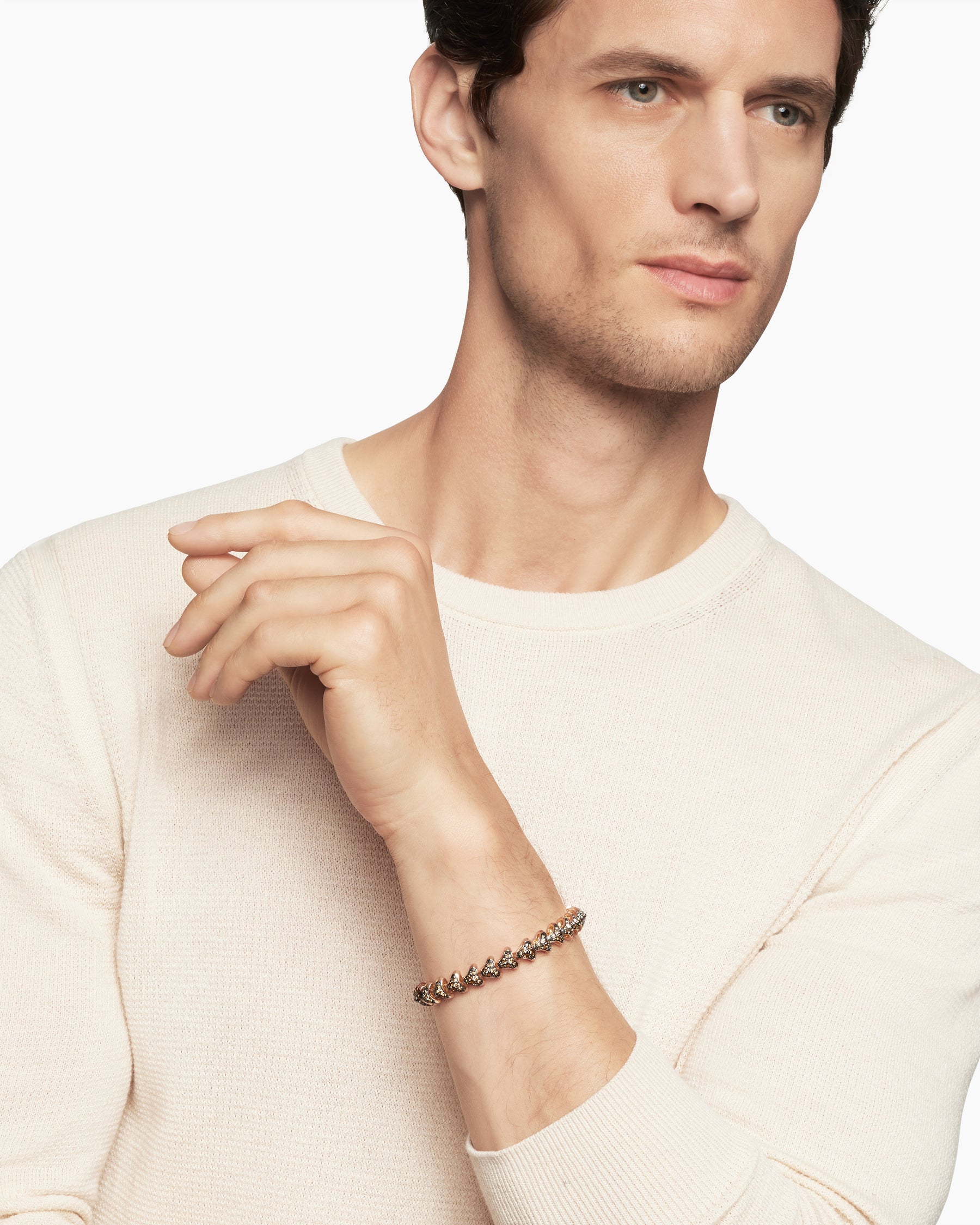 Alternative view of Armory Link Bracelet in 18K Rose Gold with Cognac Diamonds, 9.5mm