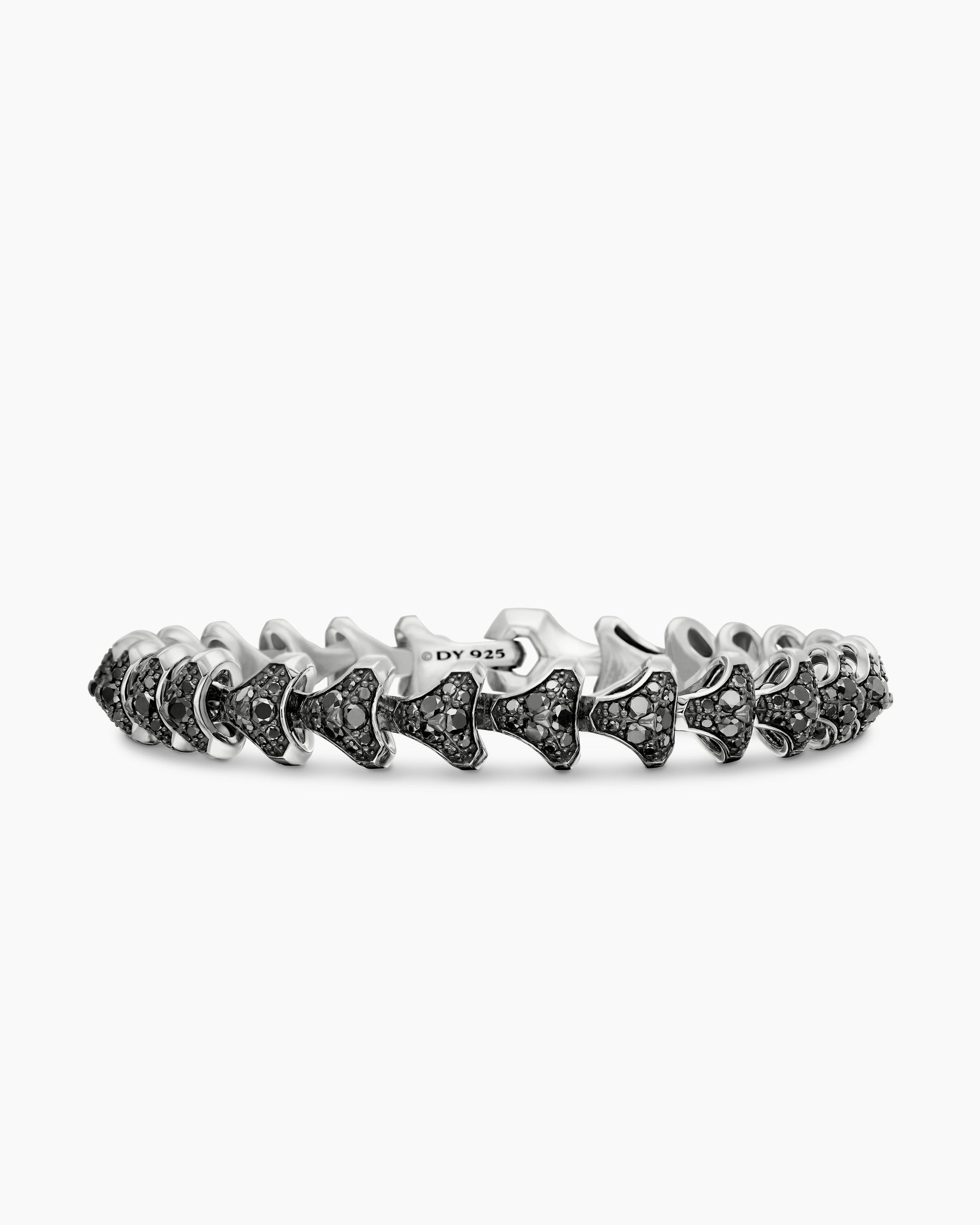 Armory Link Bracelet in Sterling Silver with Black Diamonds, 9.5mm