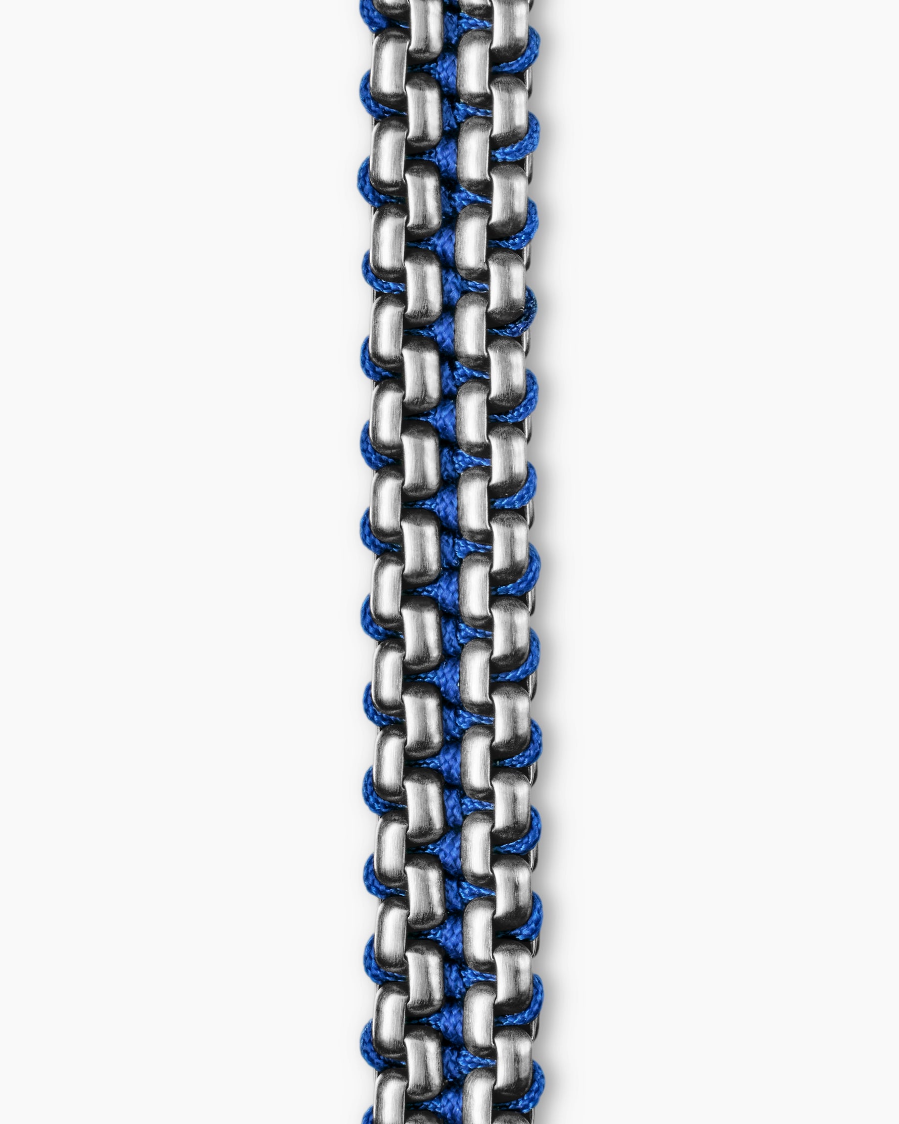 Woven Box Chain Bracelet in Sterling Silver with Blue Nylon, 10mm - Image 5