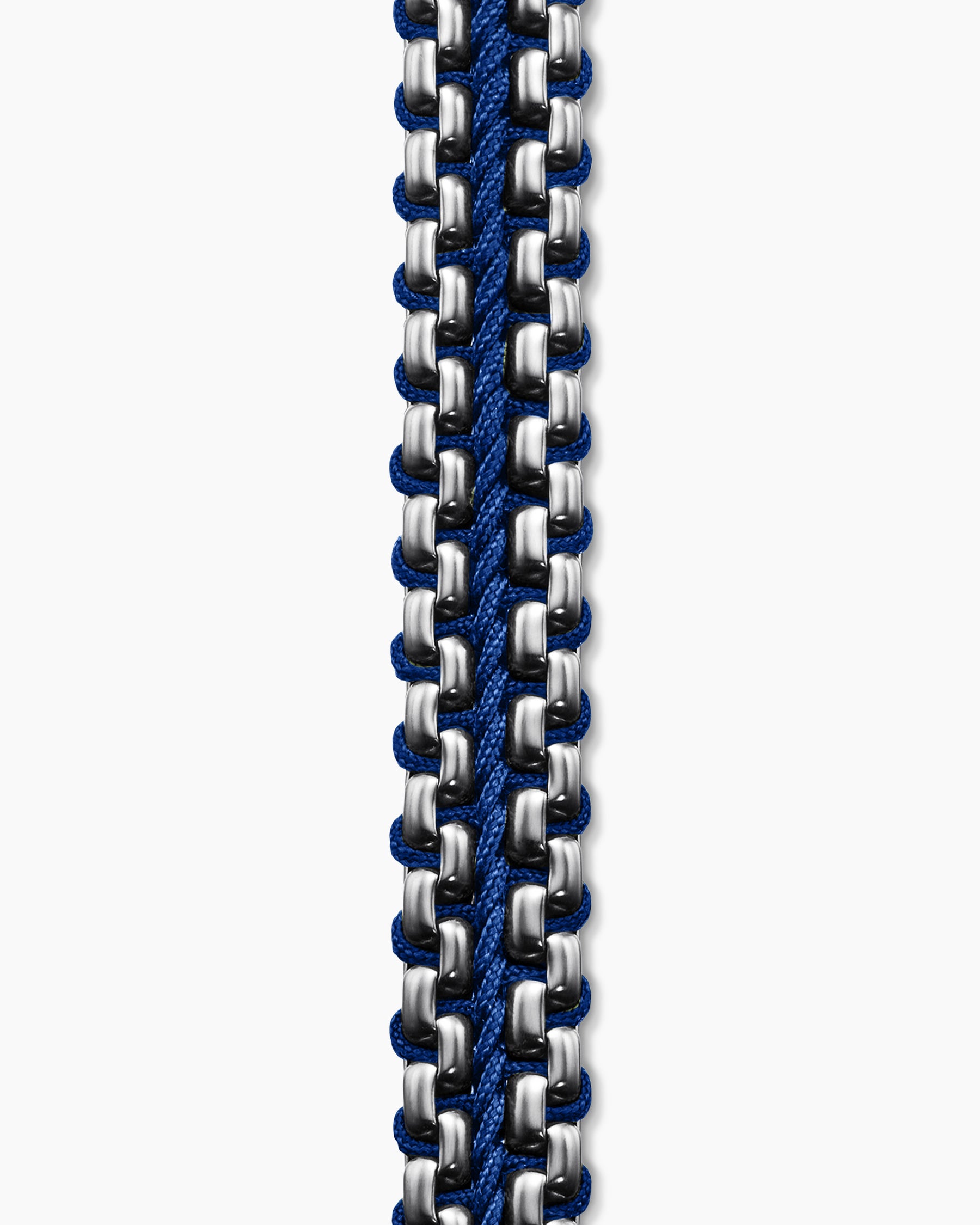 Woven Box Chain Bracelet in Sterling Silver with Blue Nylon, 10mm - Image 6