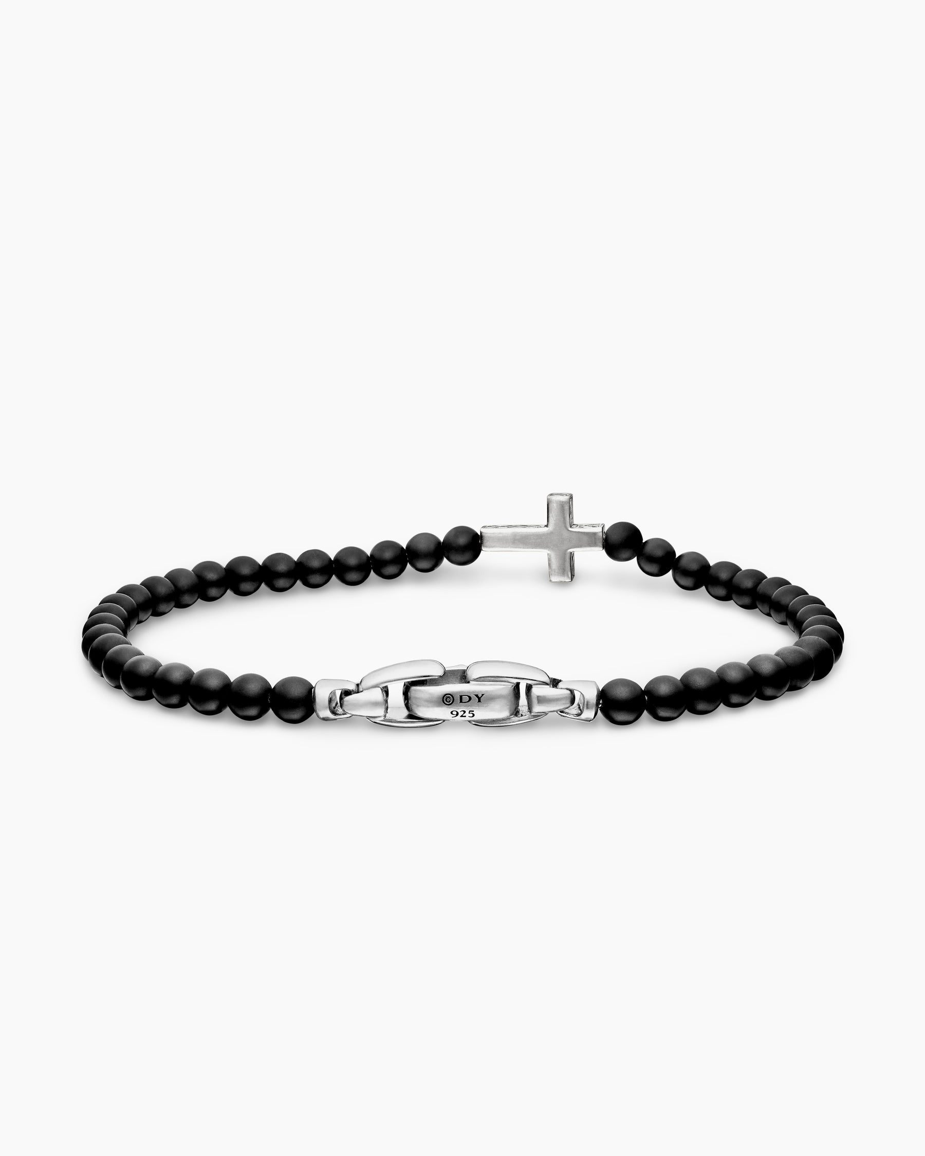 Spiritual Beads Cross Station Bracelet in Sterling Silver with Black Onyx, 4mm - Image 5