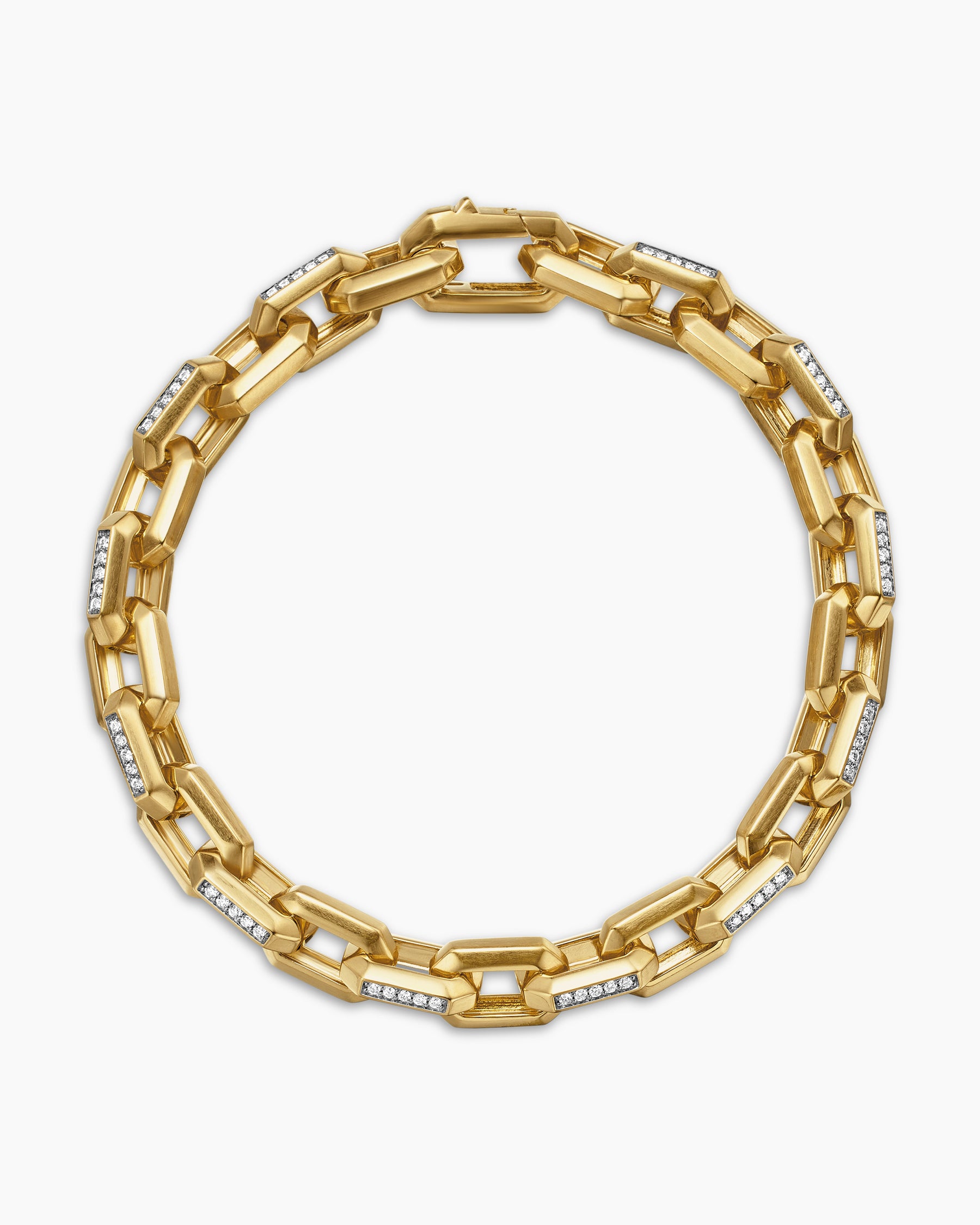 Streamline Heirloom Chain Link Bracelet in 18K Yellow Gold with Pavé Diamonds, 7.5mm - Image 3