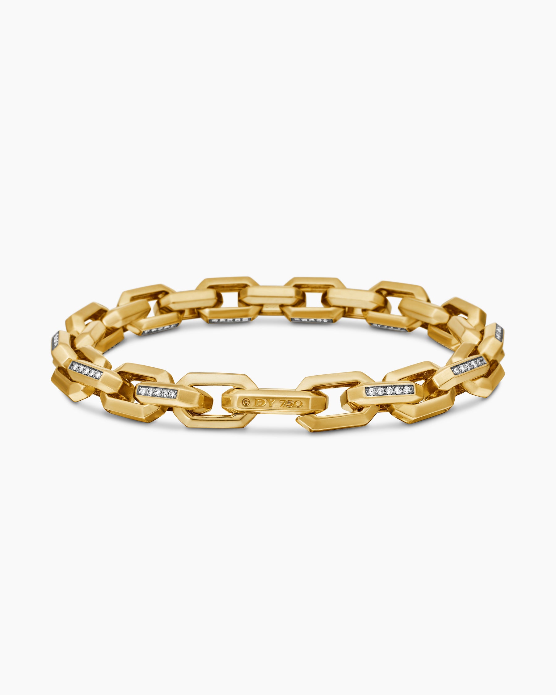 Streamline Heirloom Chain Link Bracelet in 18K Yellow Gold with Pavé Diamonds, 7.5mm - Image 5