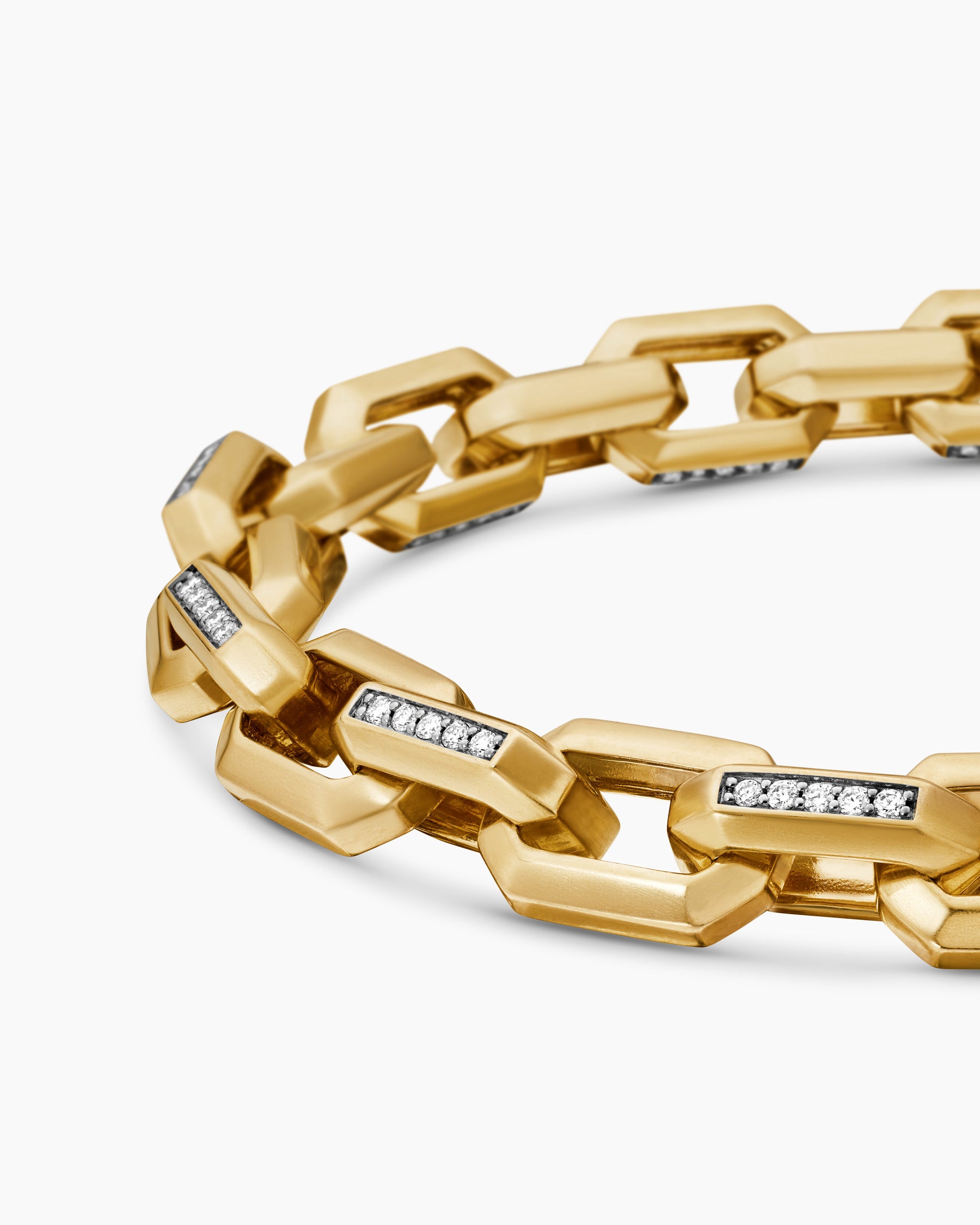 Streamline Heirloom Chain Link Bracelet in 18K Yellow Gold with Pavé Diamonds, 7.5mm - Image 7