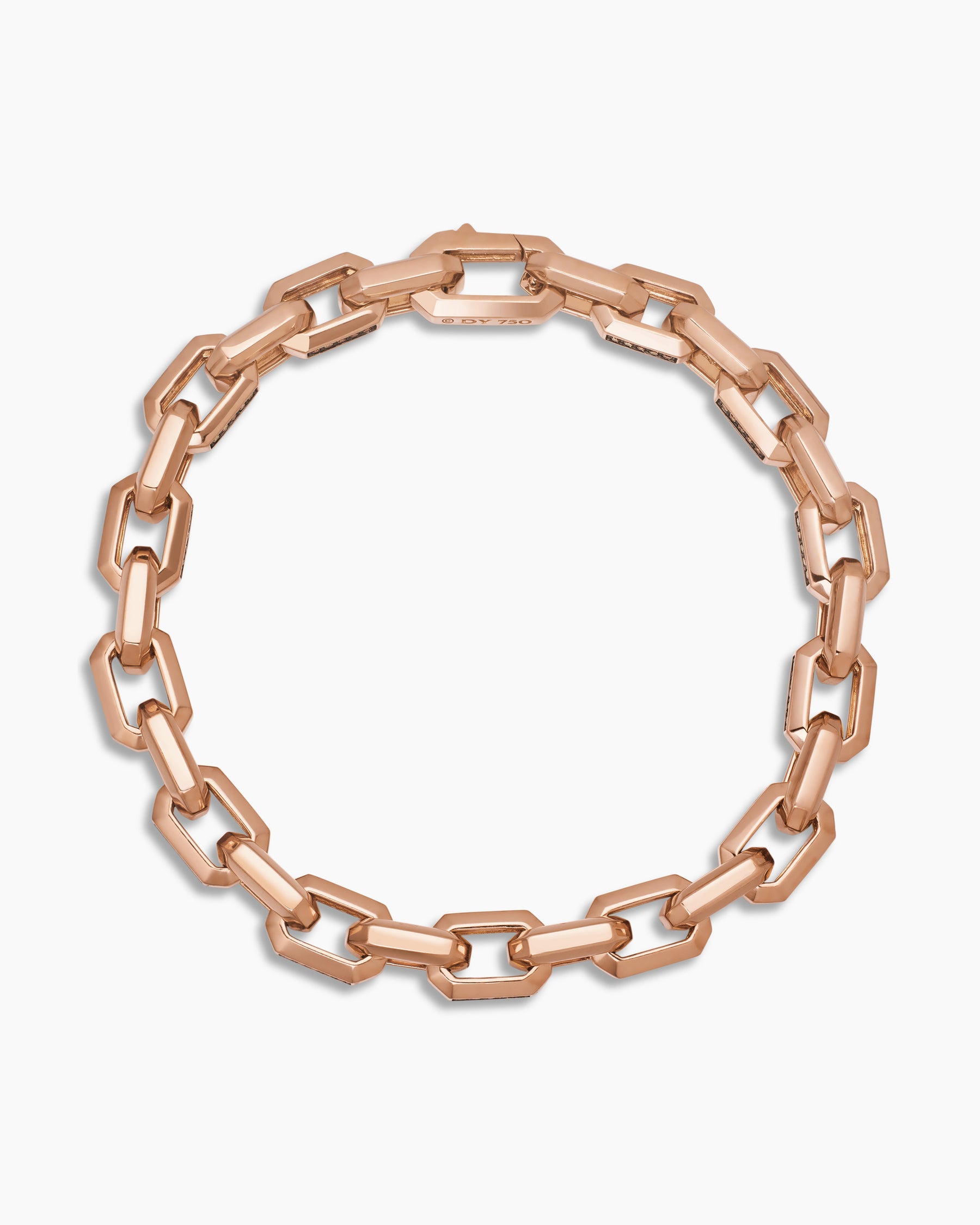 Streamline Heirloom Chain Link Bracelet in 18K Rose Gold with Pavé Cognac Diamonds, 7.5mm - Image 3