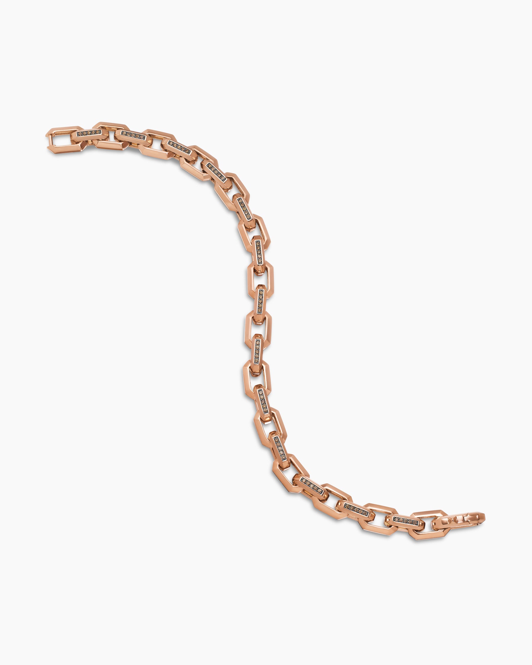 Streamline Heirloom Chain Link Bracelet in 18K Rose Gold with Pavé Cognac Diamonds, 7.5mm - Image 4