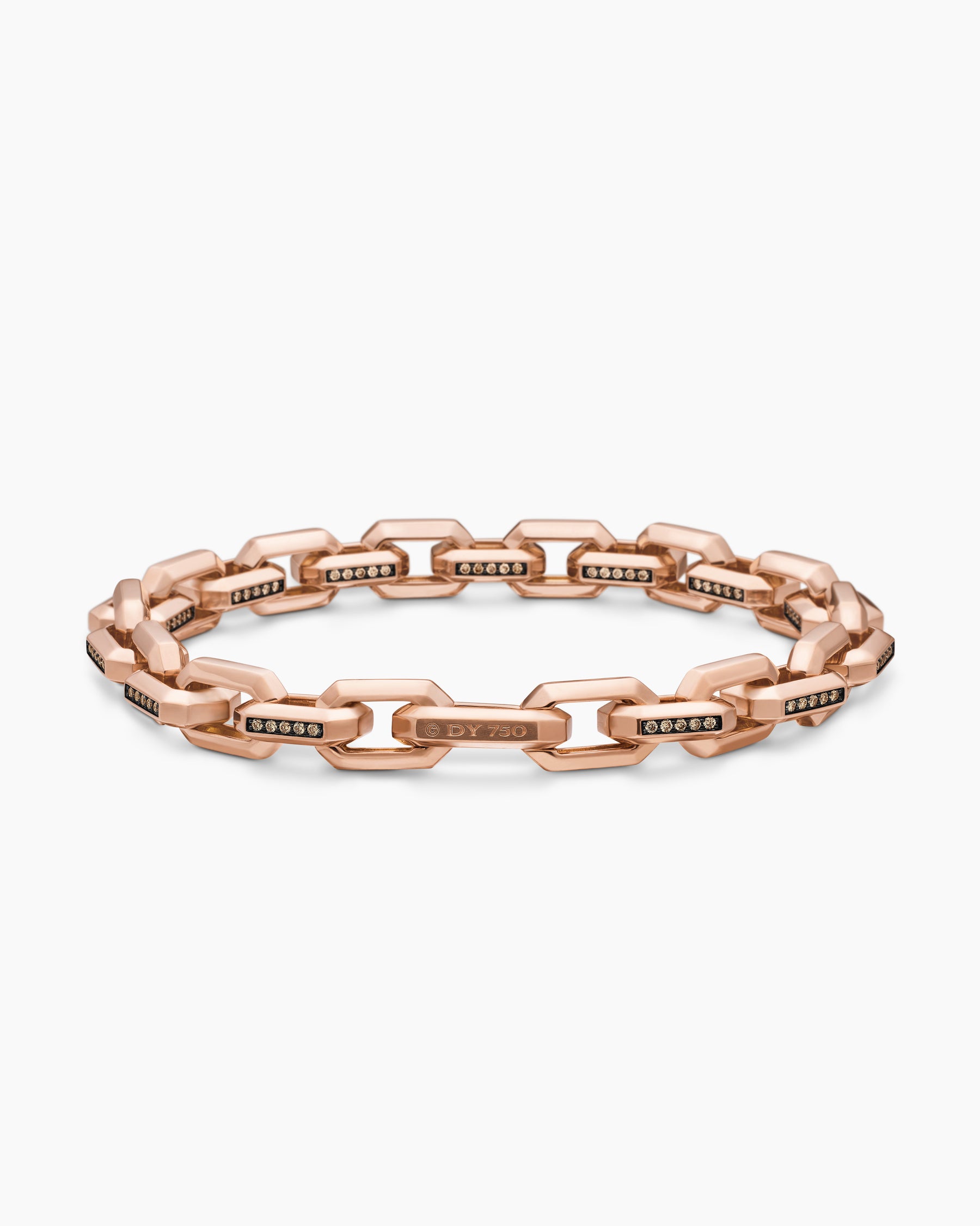 Streamline Heirloom Chain Link Bracelet in 18K Rose Gold with Pavé Cognac Diamonds, 7.5mm - Image 5