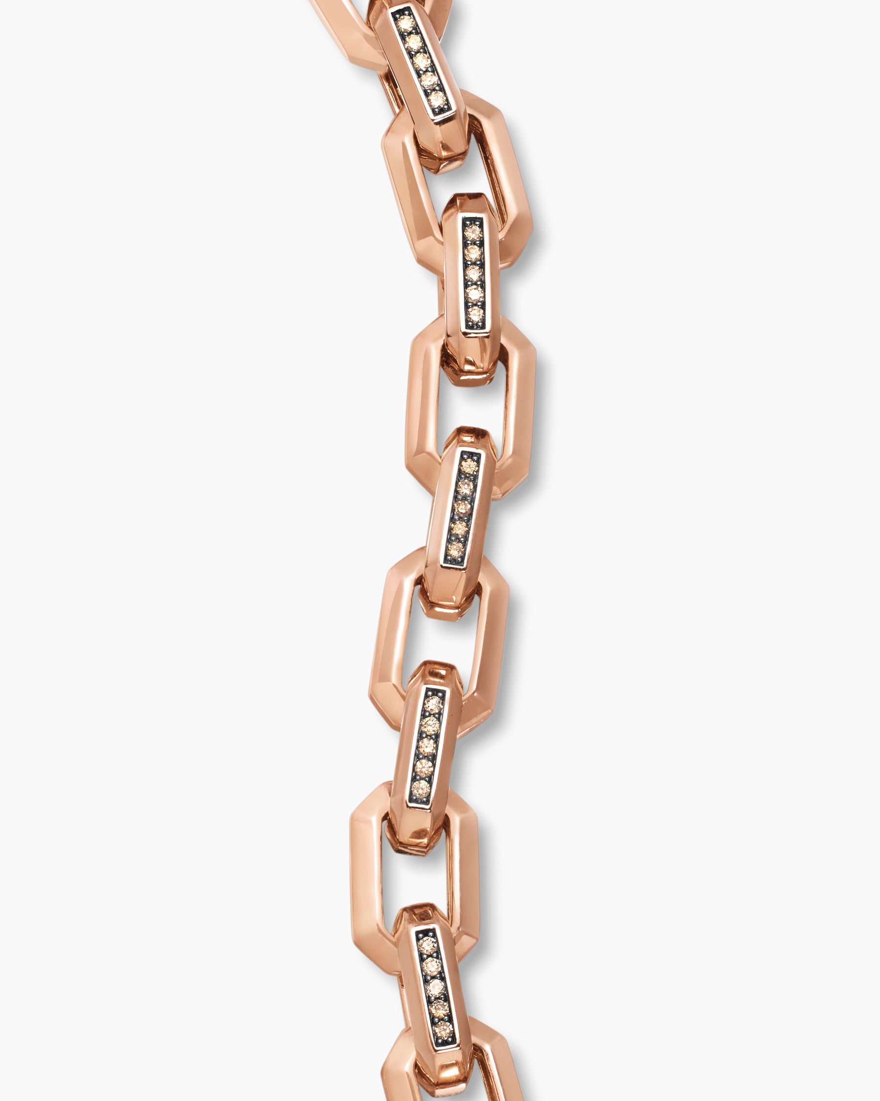 Streamline Heirloom Chain Link Bracelet in 18K Rose Gold with Pavé Cognac Diamonds, 7.5mm - Image 6
