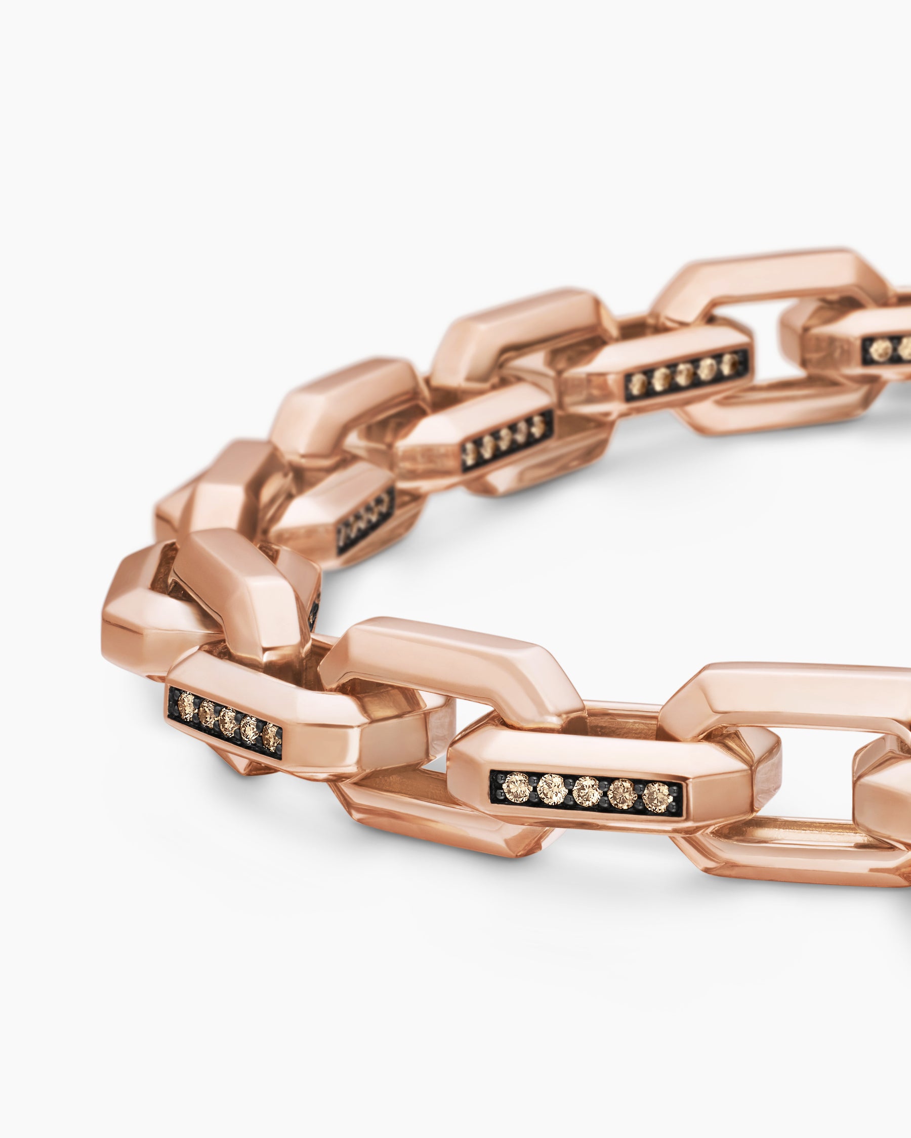 Streamline Heirloom Chain Link Bracelet in 18K Rose Gold with Pavé Cognac Diamonds, 7.5mm - Image 7