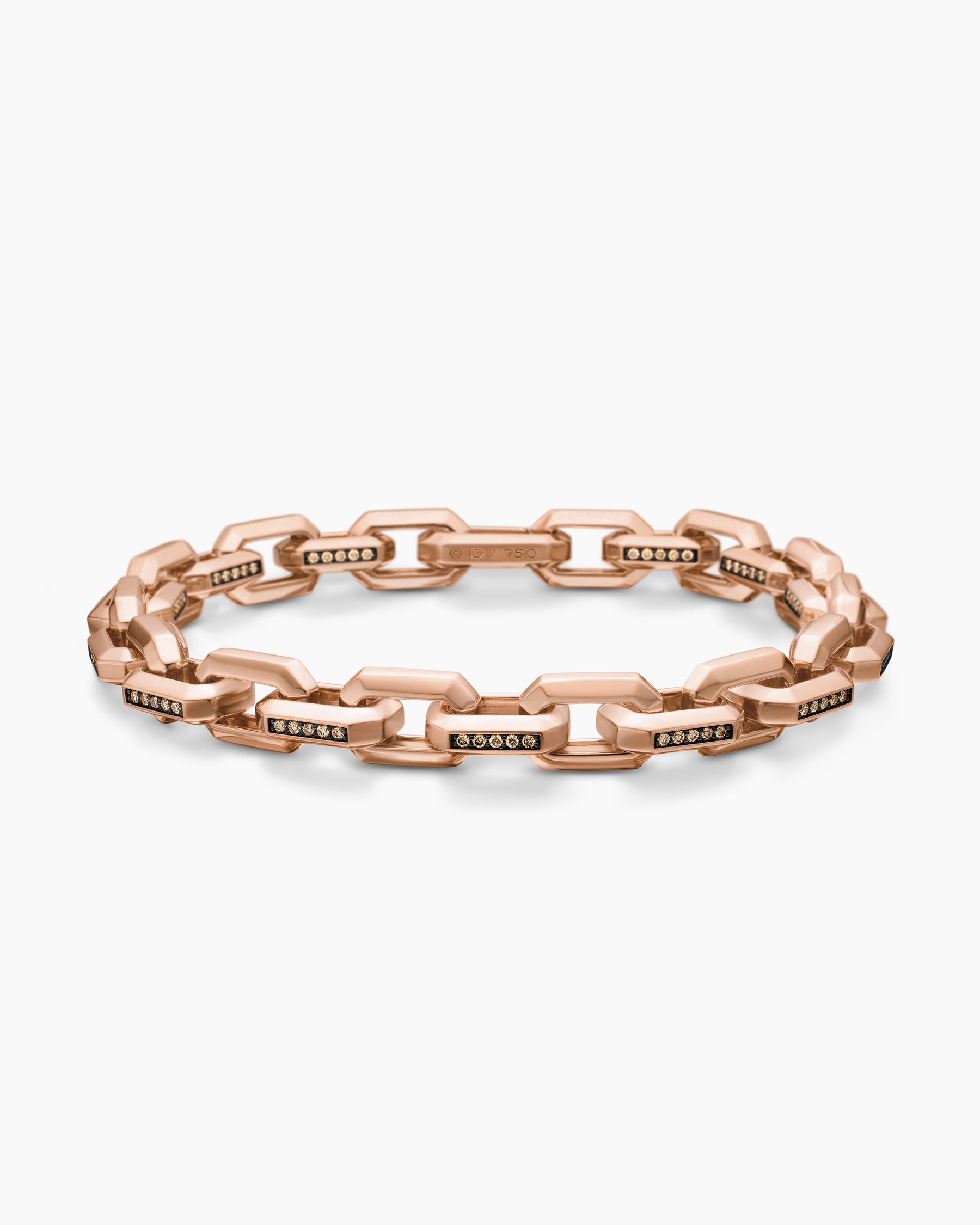Streamline Heirloom Chain Link Bracelet in 18K Rose Gold with Pavé Cognac Diamonds, 7.5mm