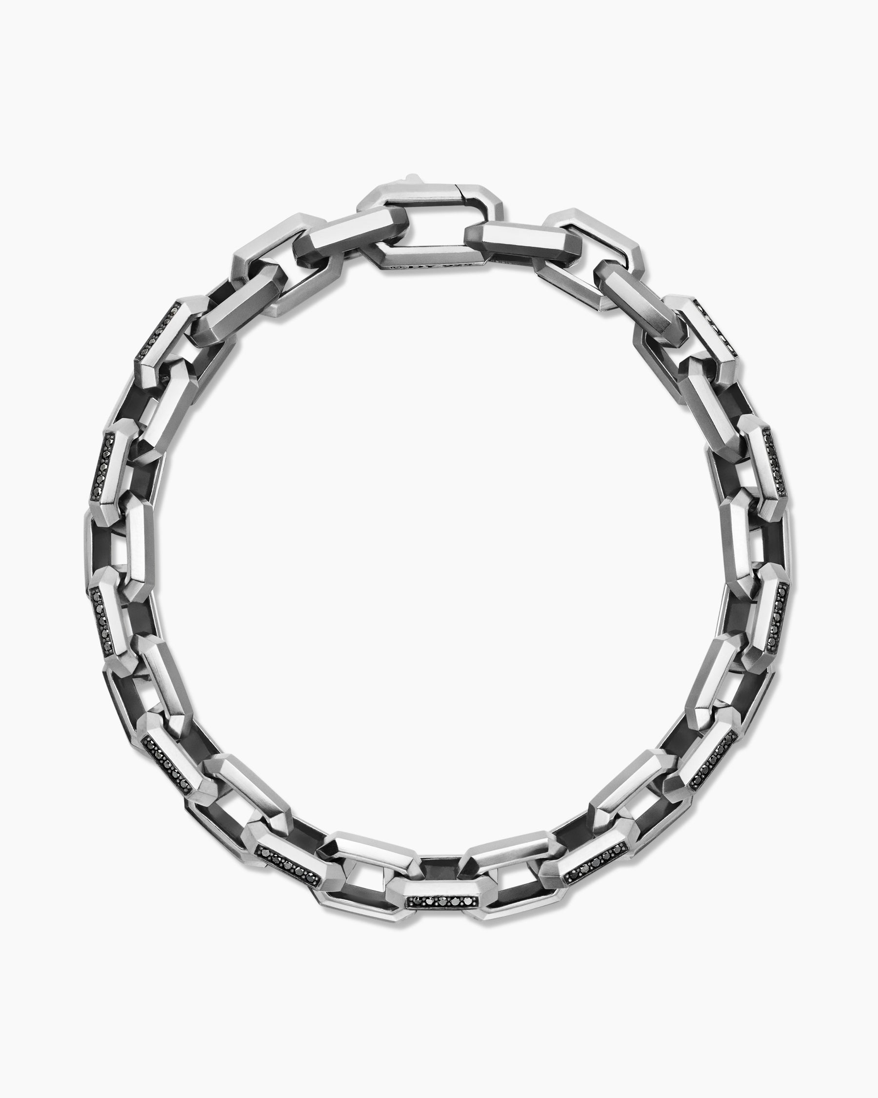 Streamline Heirloom Chain Link Bracelet in Sterling Silver with Pavé Black Diamonds, 7.5mm - Image 3