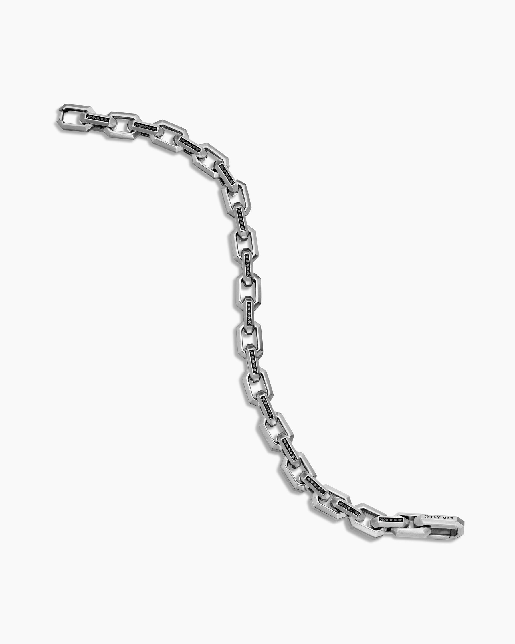 Streamline Heirloom Chain Link Bracelet in Sterling Silver with Pavé Black Diamonds, 7.5mm - Image 4