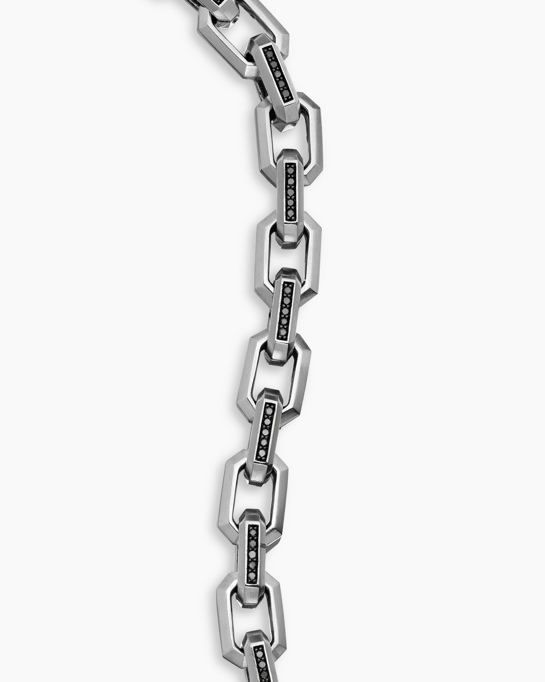 Streamline Heirloom Chain Link Bracelet in Sterling Silver with Pavé Black Diamonds, 7.5mm - Image 6
