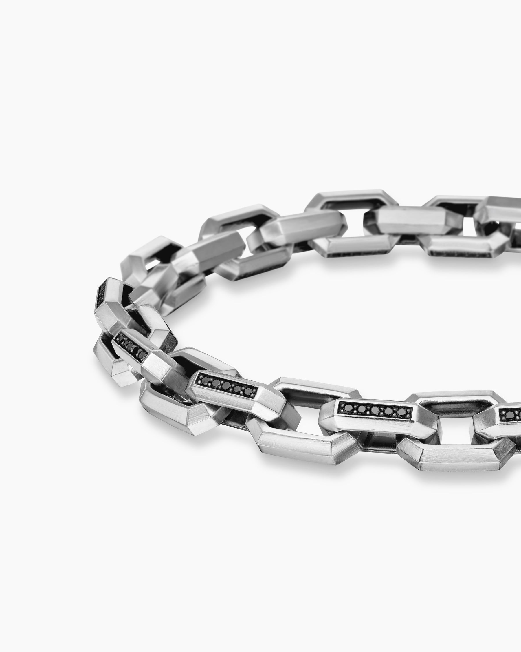 Streamline Heirloom Chain Link Bracelet in Sterling Silver with Pavé Black Diamonds, 7.5mm - Image 7