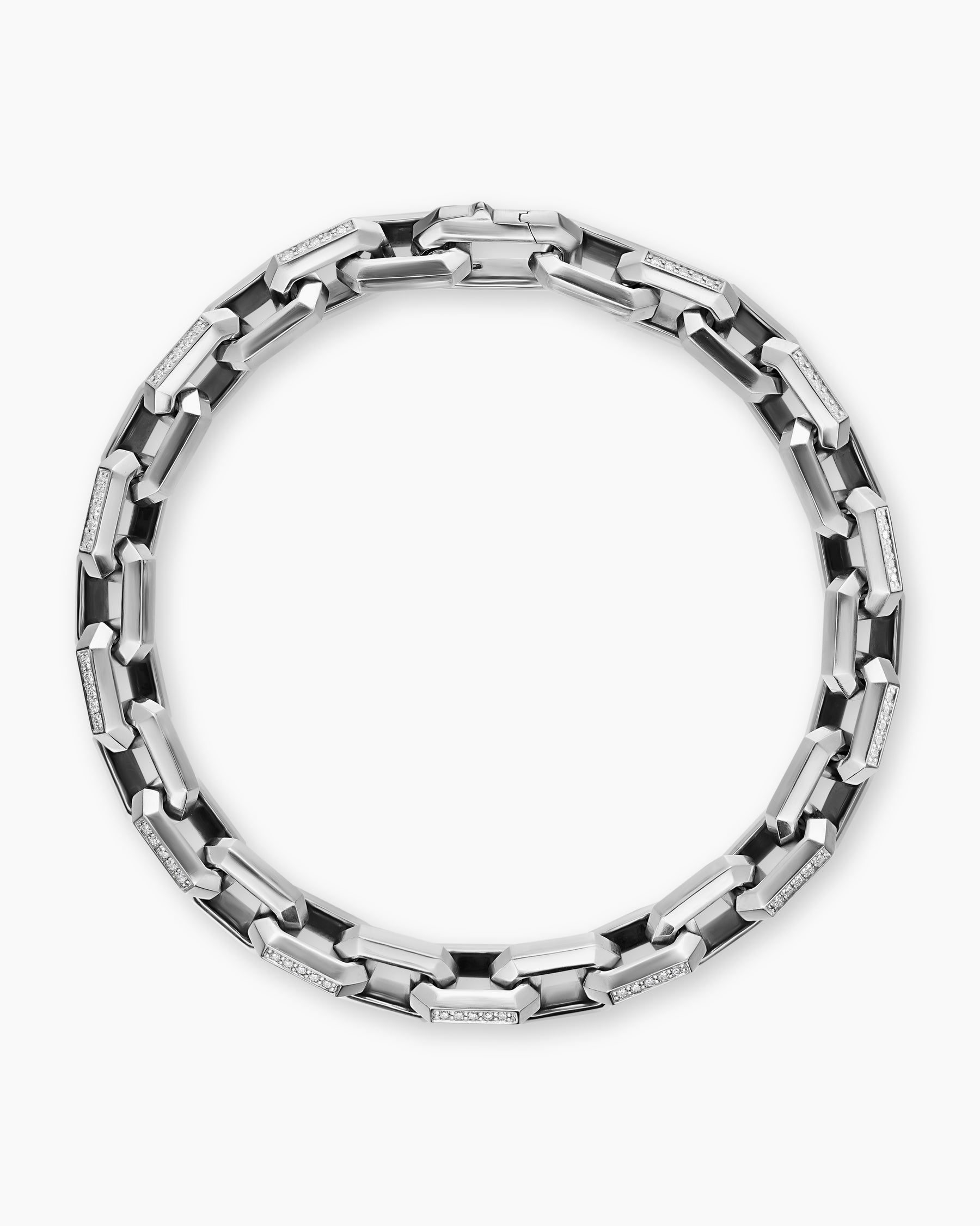 Streamline Heirloom Chain Link Bracelet in Sterling Silver with Diamonds, 7.5mm - Image 3