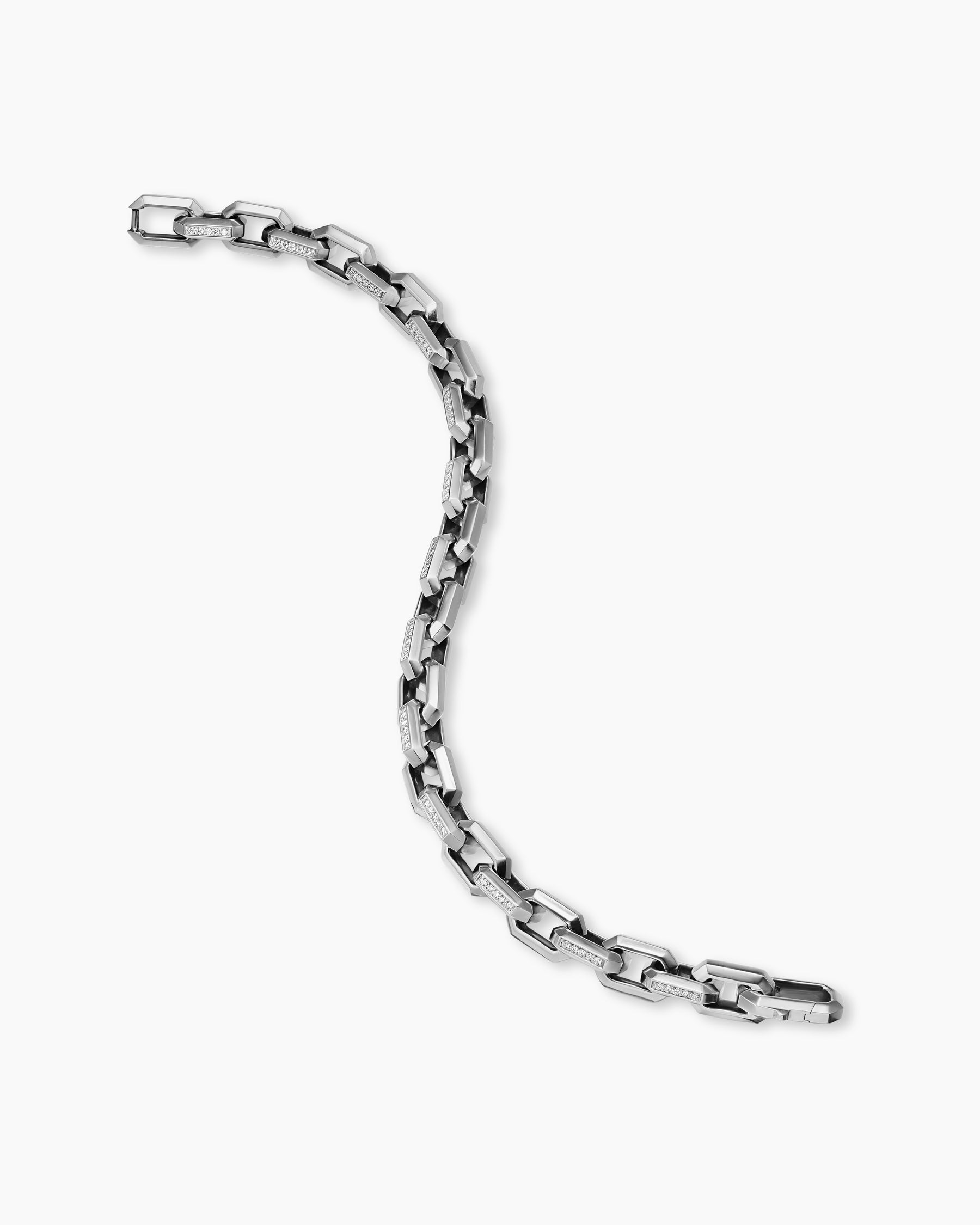 Streamline Heirloom Chain Link Bracelet in Sterling Silver with Diamonds, 7.5mm - Image 4