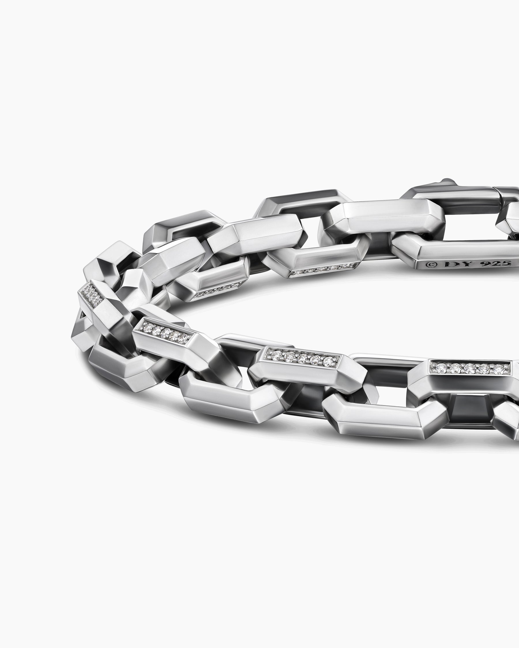 Streamline Heirloom Chain Link Bracelet in Sterling Silver with Diamonds, 7.5mm - Image 5