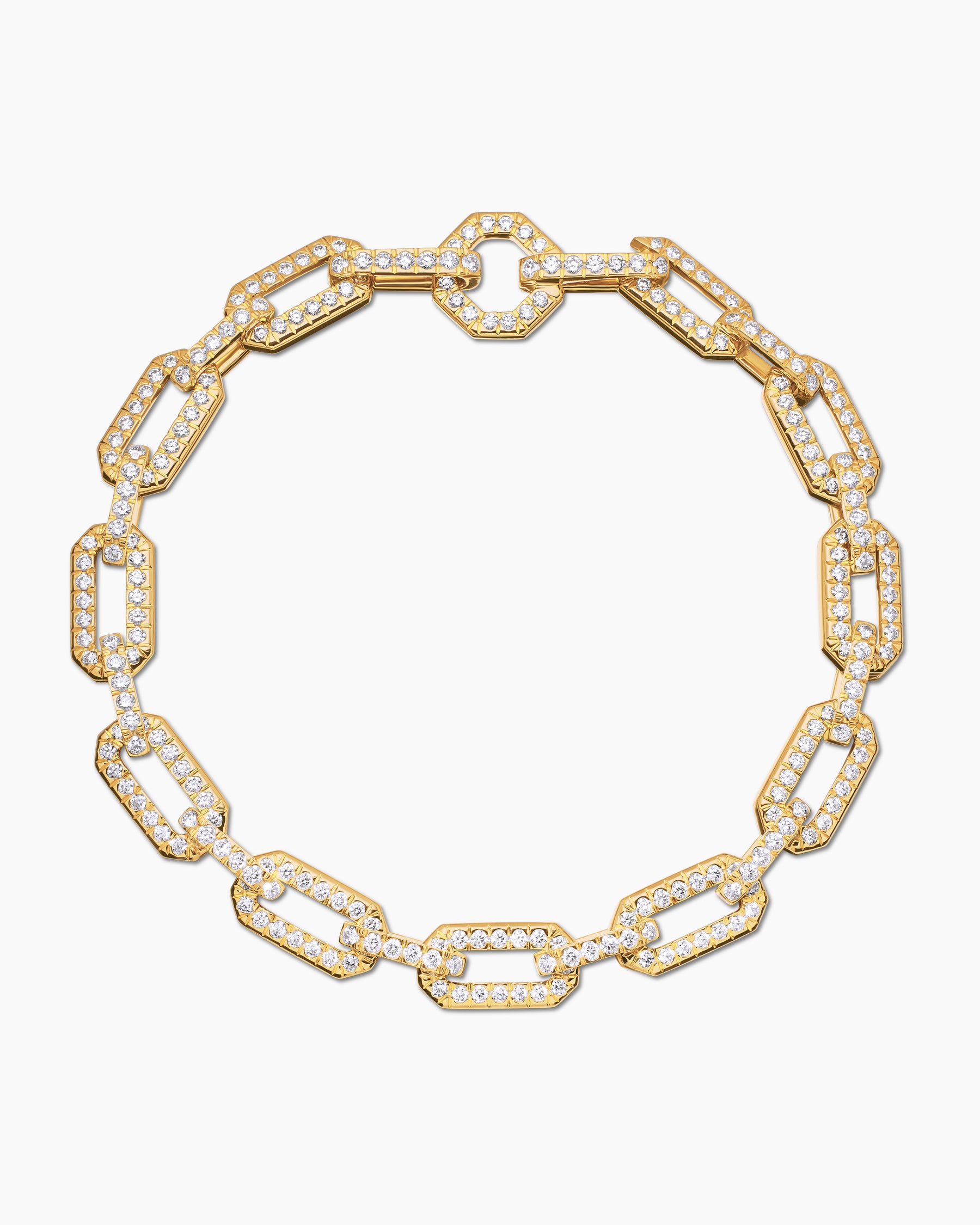 Pavé Chain Bracelet in 18K Yellow Gold with Diamonds, 7mm - Image 3