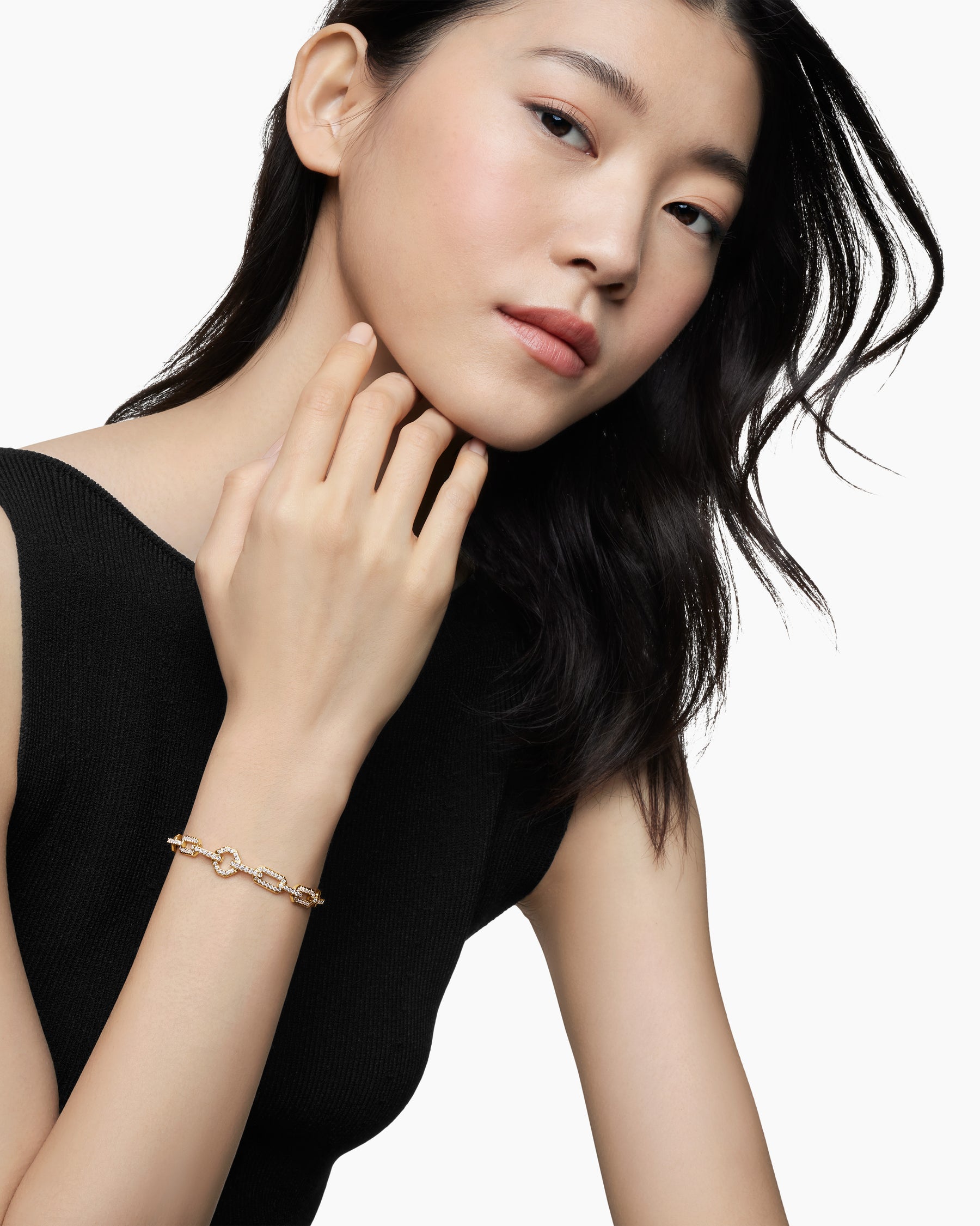 Pavé Chain Bracelet in 18K Yellow Gold with Diamonds, 7mm - Image 8
