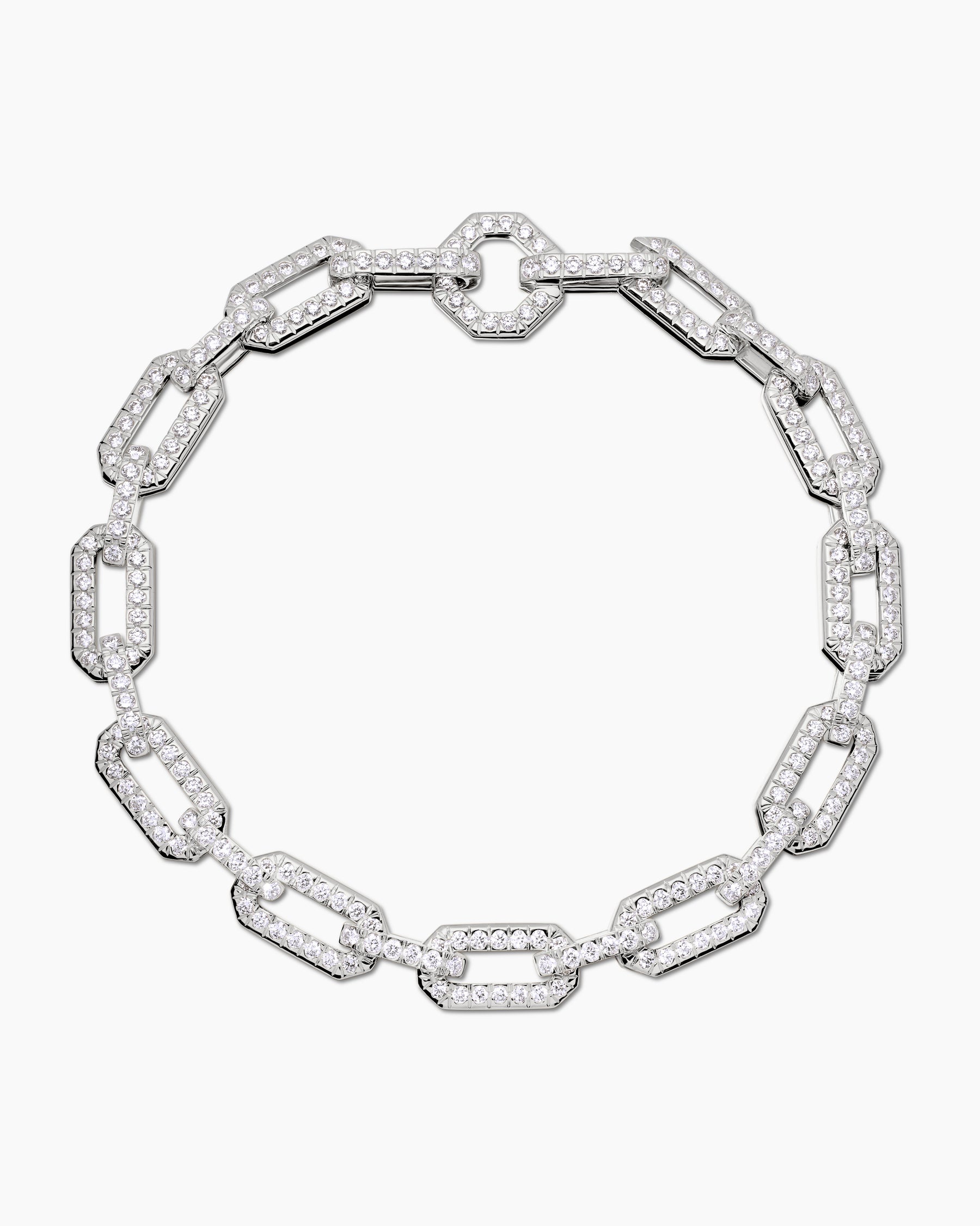 Pavé Chain Bracelet in 18K White Gold with Diamonds, 7mm - Image 3