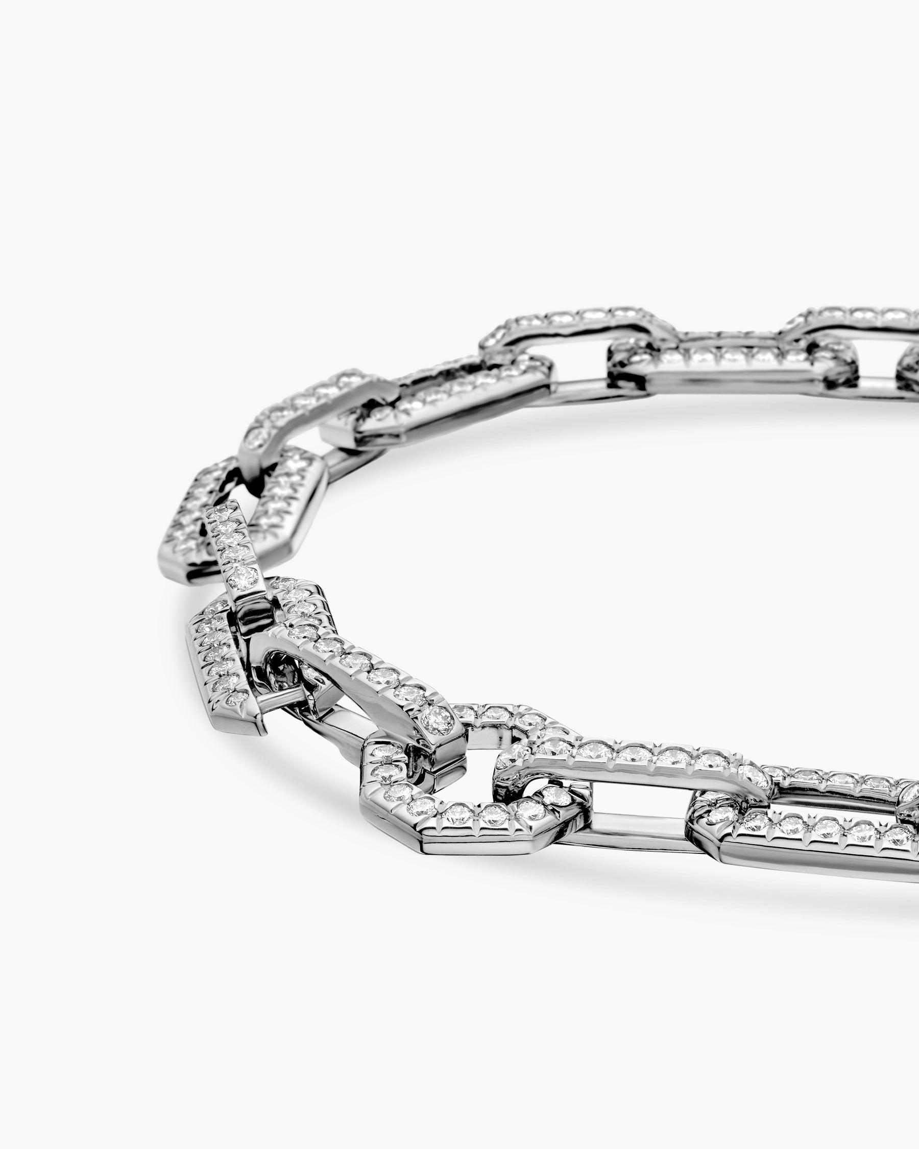 Pavé Chain Bracelet in 18K White Gold with Diamonds, 7mm - Image 7