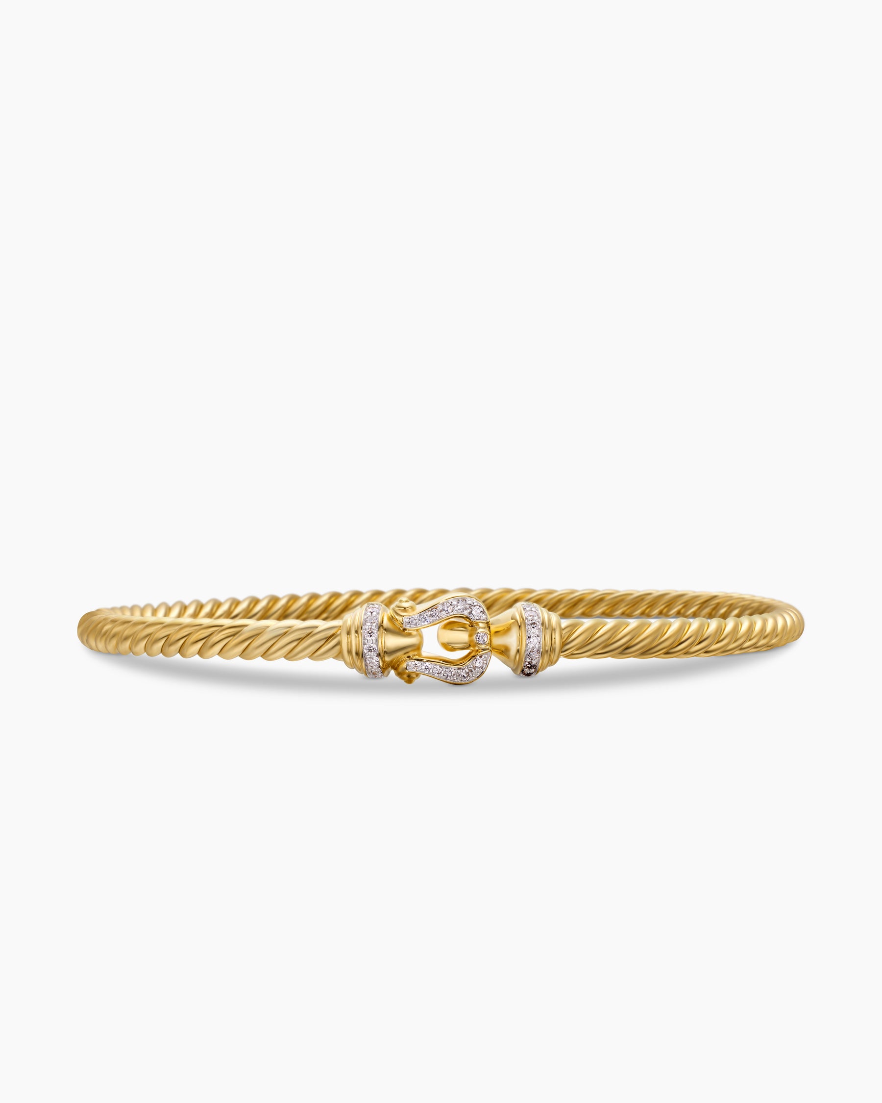 Buckle Cablespira Bracelet in 18K Yellow Gold with Diamonds, 3.5mm