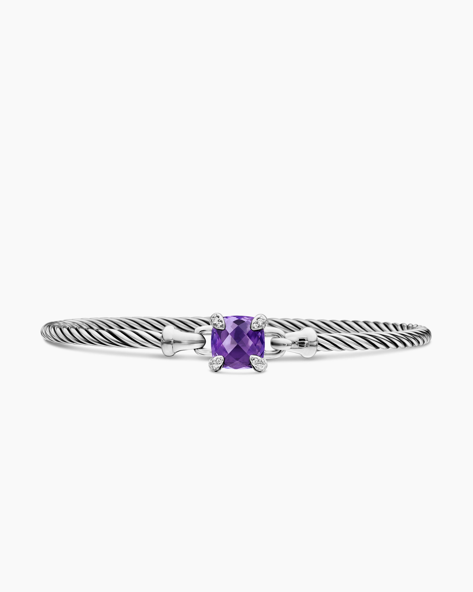 Chatelaine Bracelet in Sterling Silver with Amethyst and Diamonds, 3mm