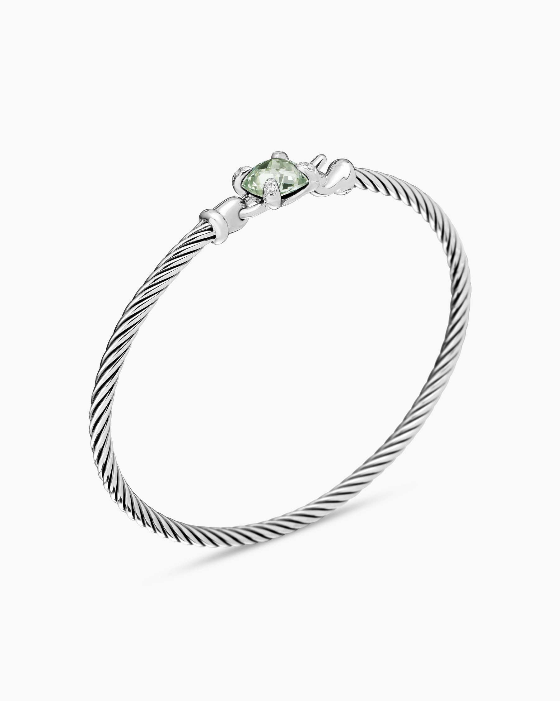 Chatelaine Bracelet in Sterling Silver with Prasiolite and Diamonds, 3mm - Image 3
